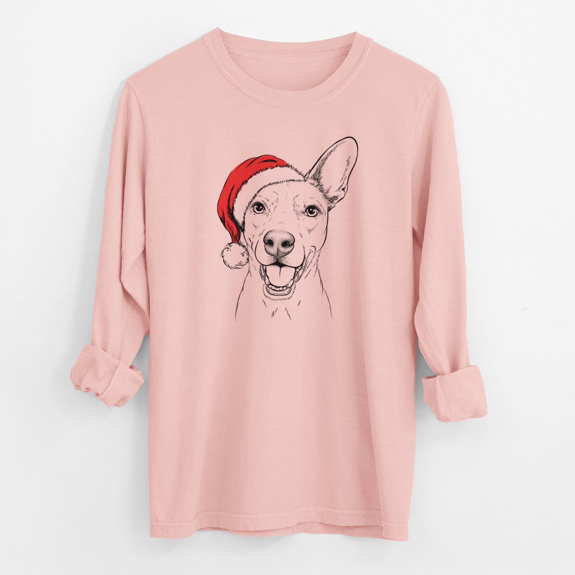 Santa Radar the Pitbull Mix - Men's Heavyweight 100% Cotton Long Sleeve