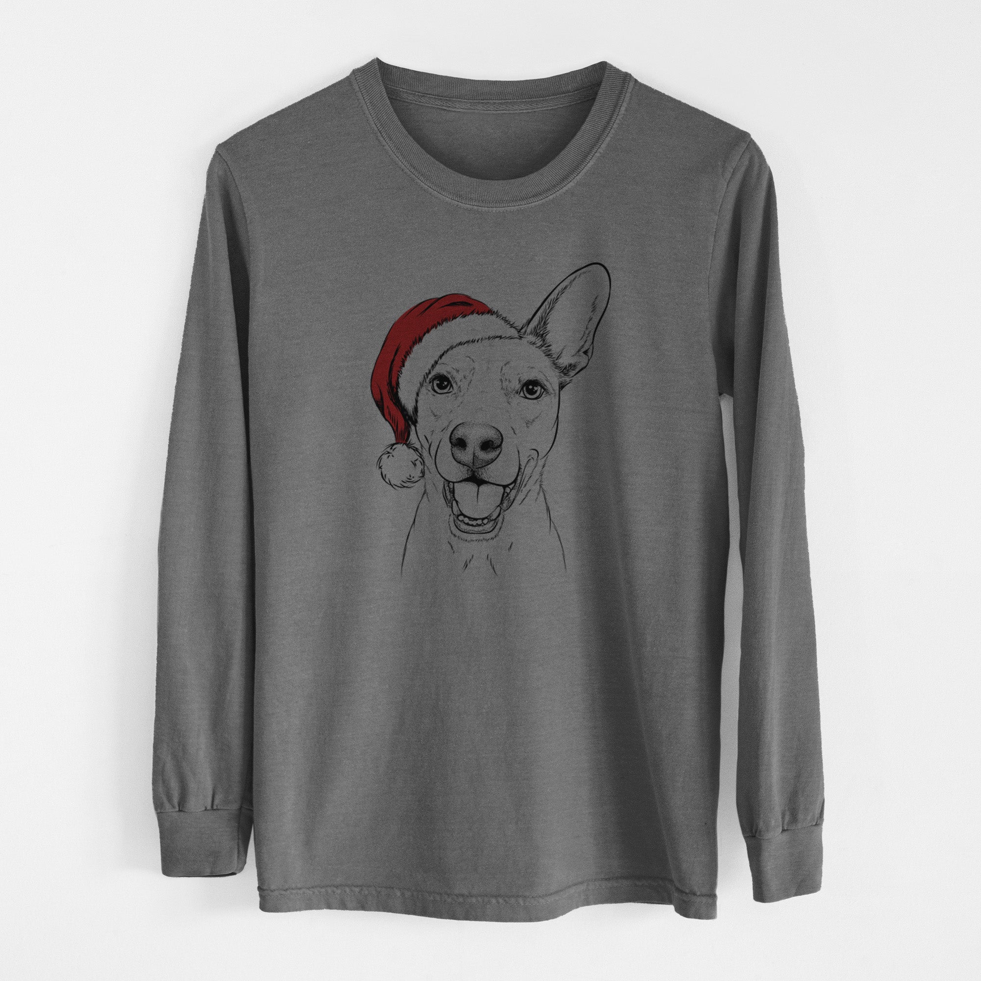 Santa Radar the Pitbull Mix - Men's Heavyweight 100% Cotton Long Sleeve