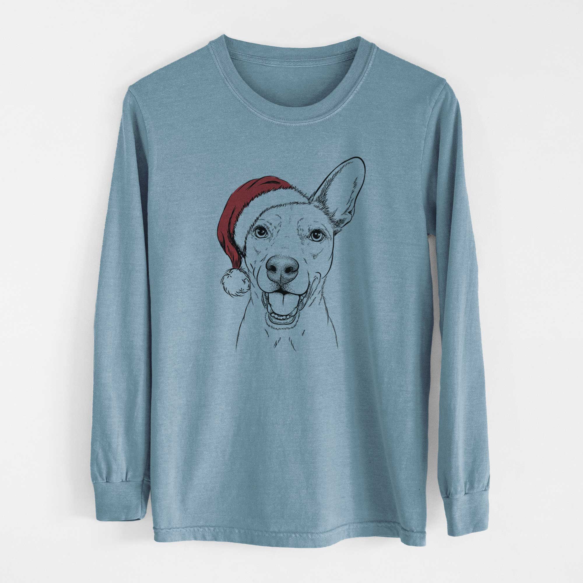 Santa Radar the Pitbull Mix - Men's Heavyweight 100% Cotton Long Sleeve