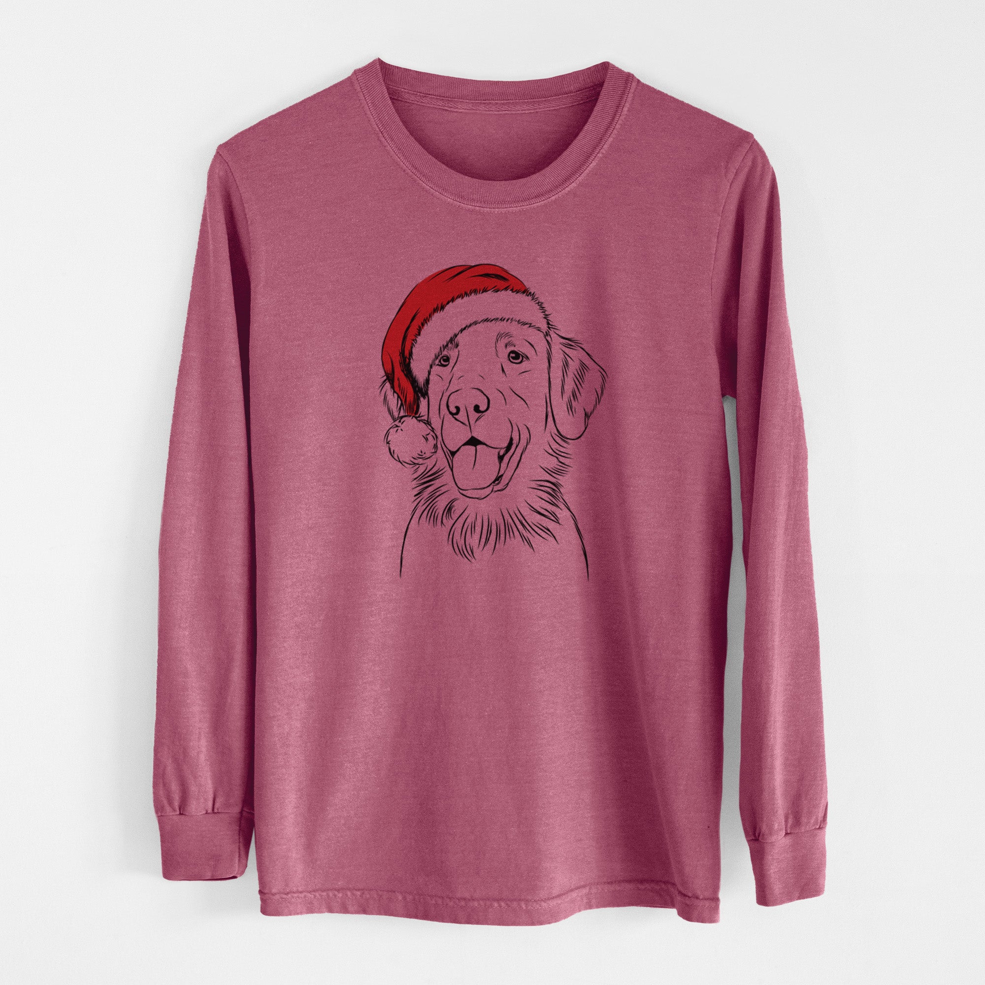 Santa Raisin the Flat Coated Retriever - Men's Heavyweight 100% Cotton Long Sleeve