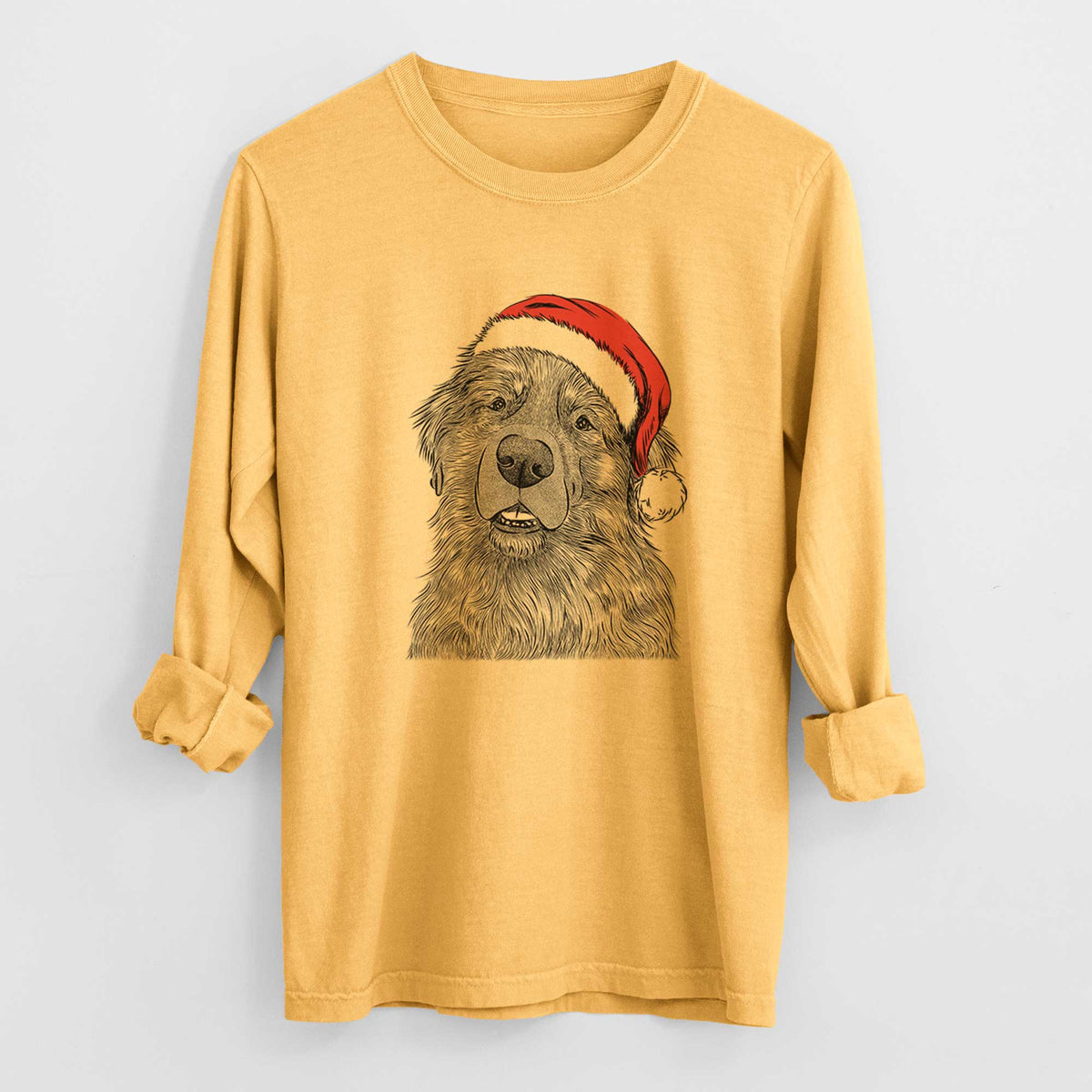 Santa Ralph the Leonberger - Men's Heavyweight 100% Cotton Long Sleeve