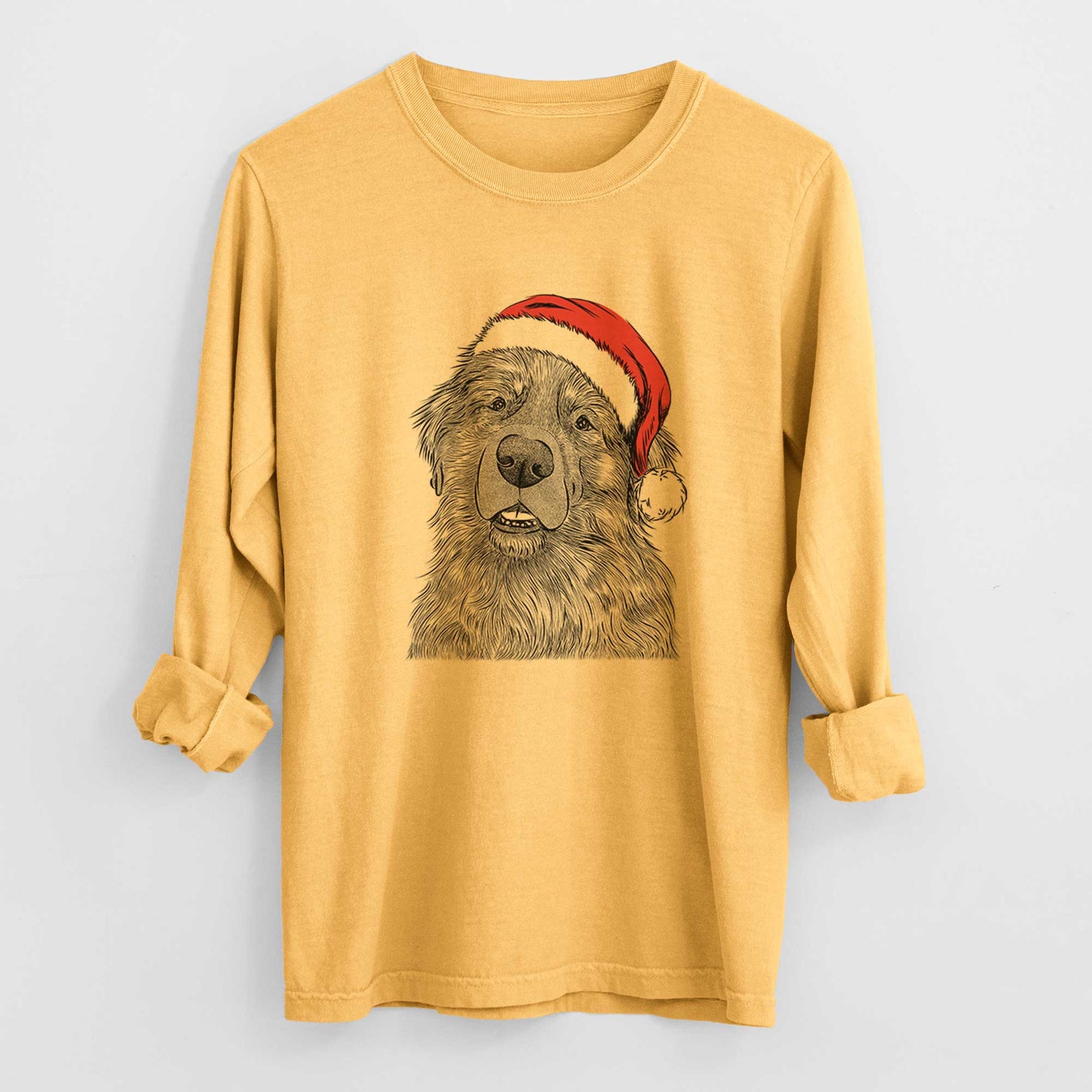 Santa Ralph the Leonberger - Men's Heavyweight 100% Cotton Long Sleeve