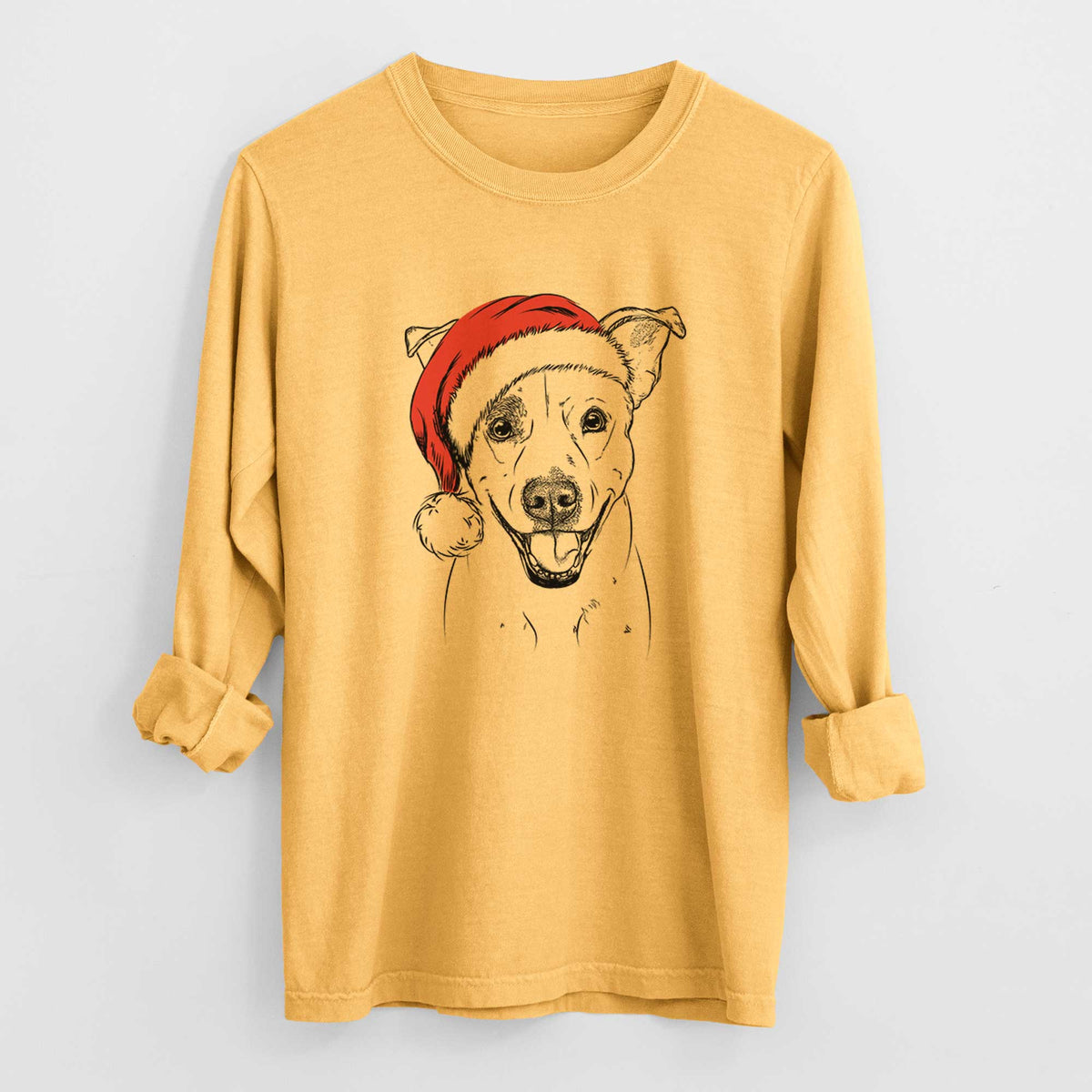Santa Ralphie the Mixed Breed - Men's Heavyweight 100% Cotton Long Sleeve