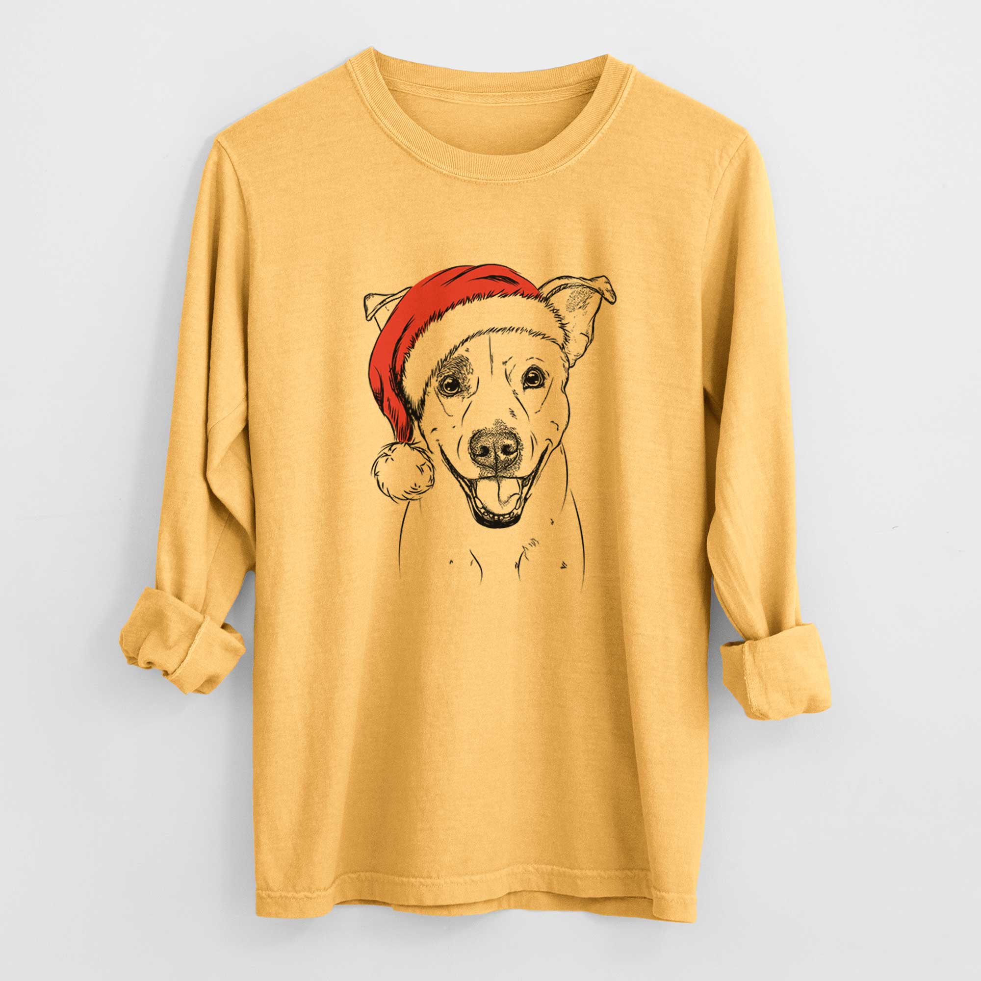 Santa Ralphie the Mixed Breed - Men's Heavyweight 100% Cotton Long Sleeve