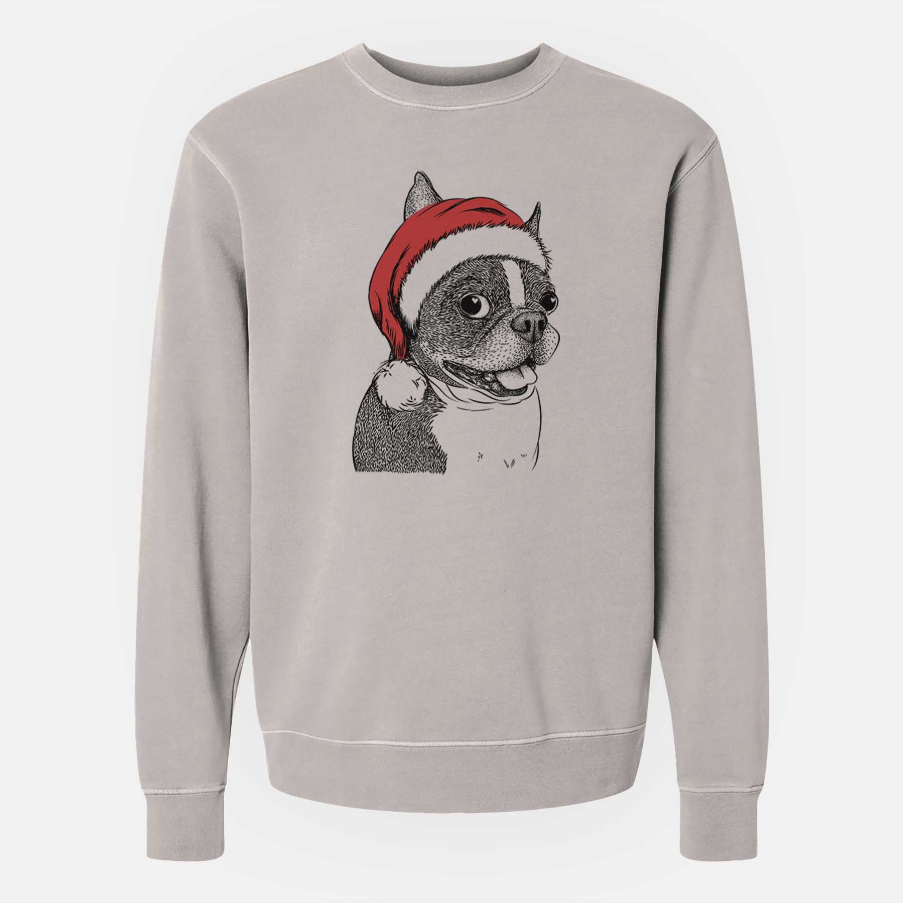 Santa Ralphie the Boston Terrier - Unisex Pigment Dyed Crew Sweatshirt