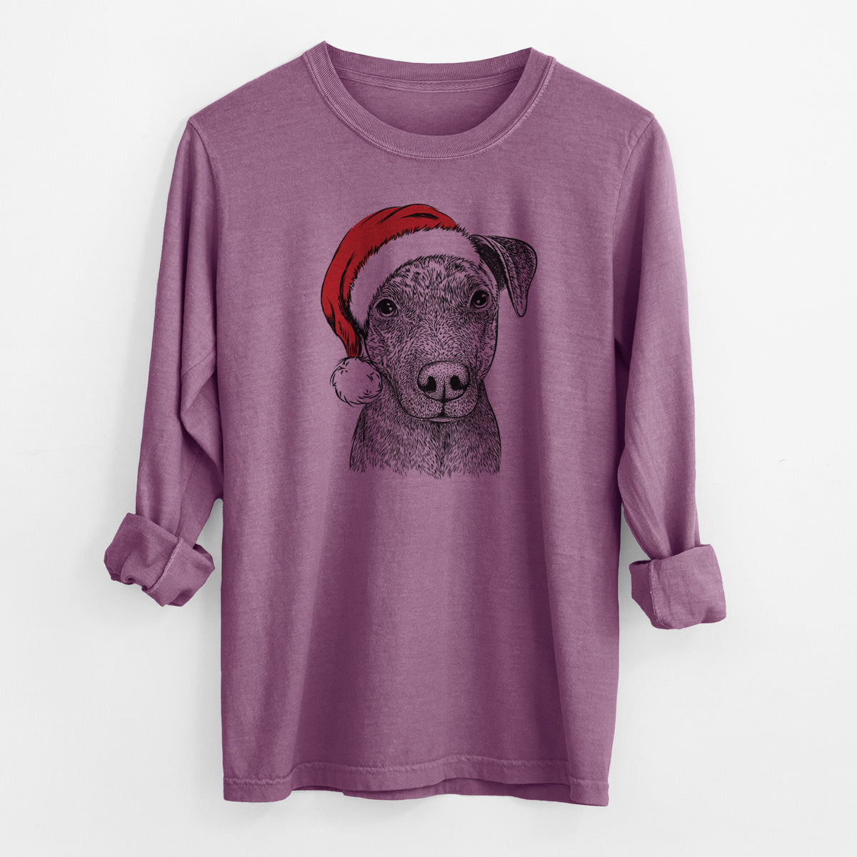 Santa Reeses the Pitbull - Men's Heavyweight 100% Cotton Long Sleeve