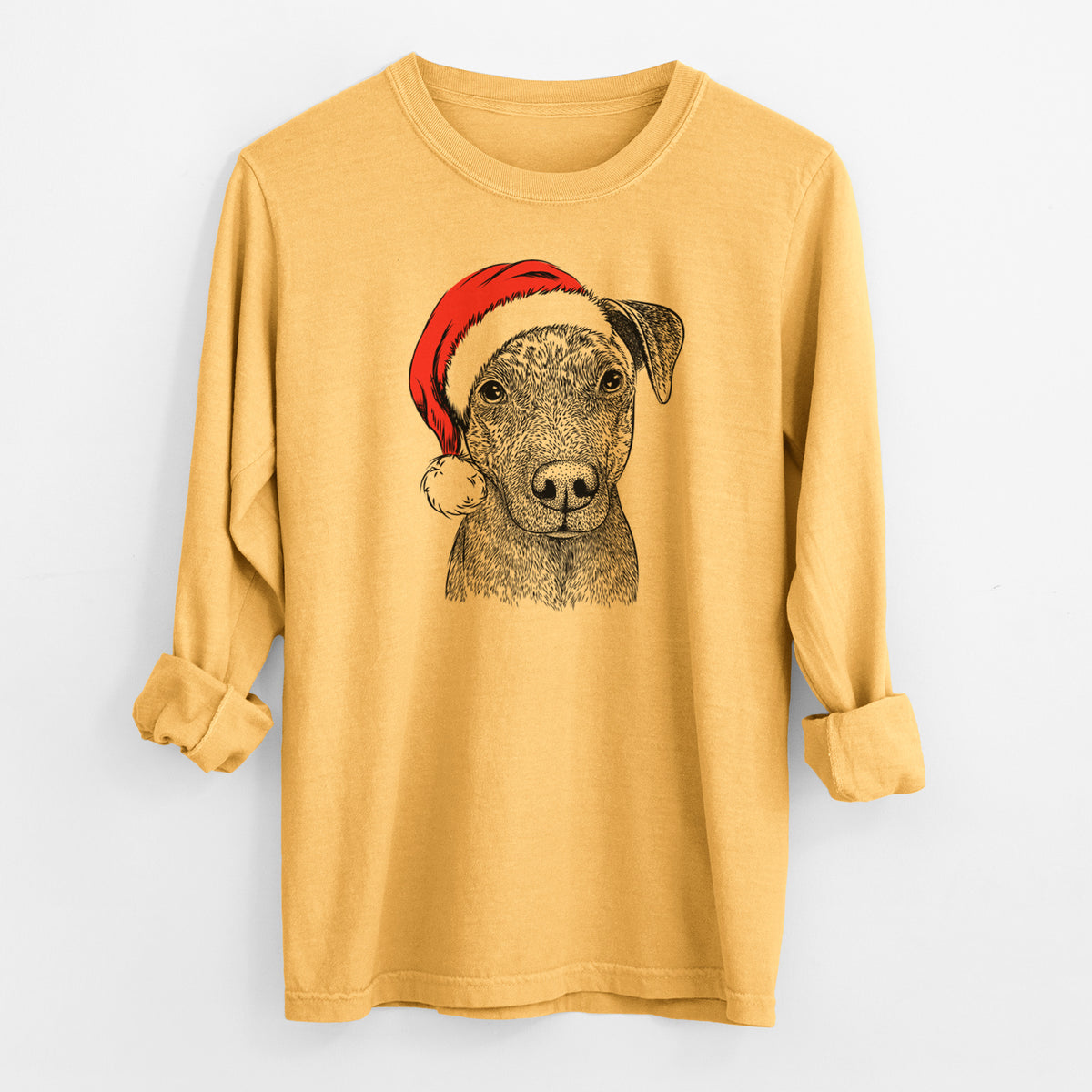 Santa Reeses the Pitbull - Men's Heavyweight 100% Cotton Long Sleeve