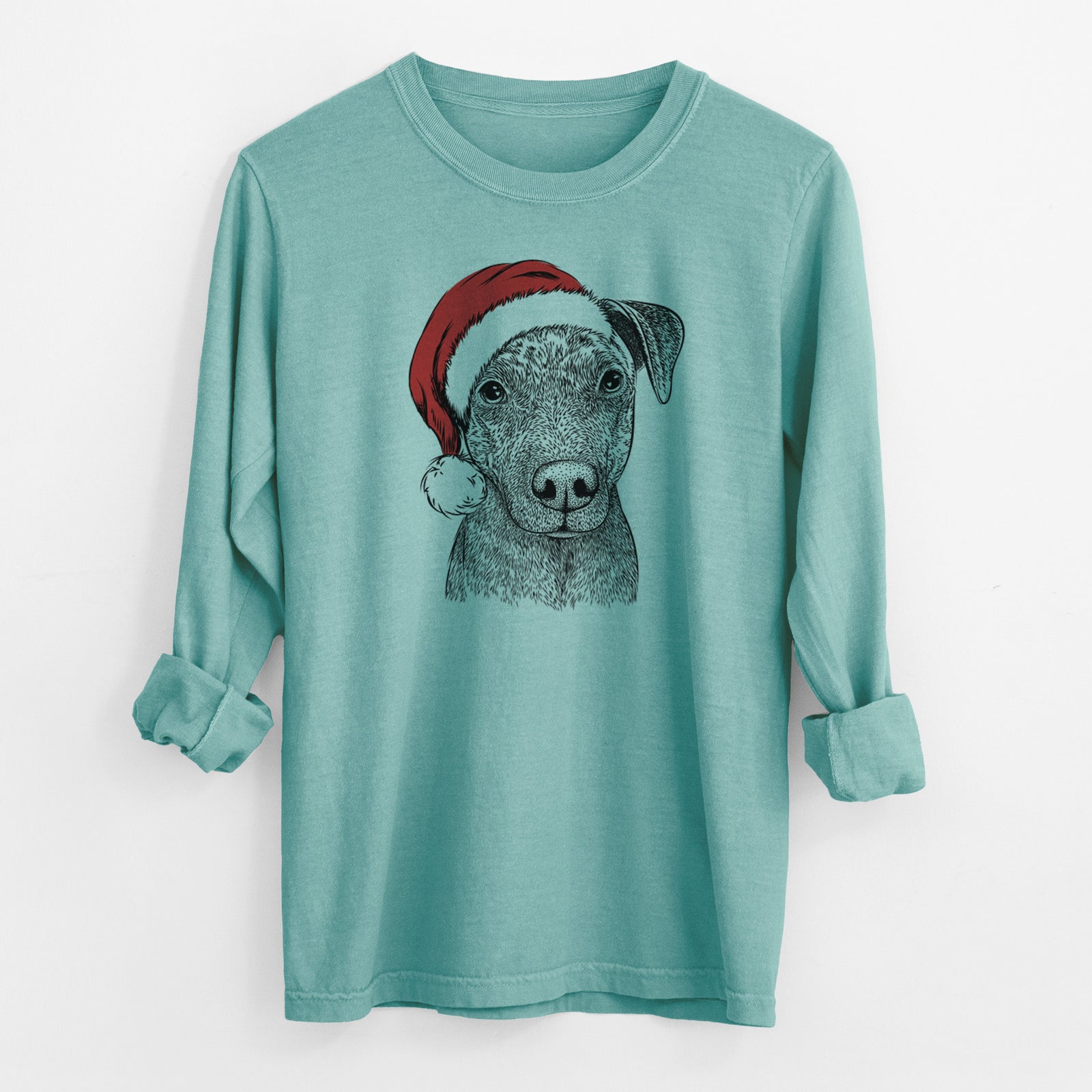Santa Reeses the Pitbull - Men's Heavyweight 100% Cotton Long Sleeve