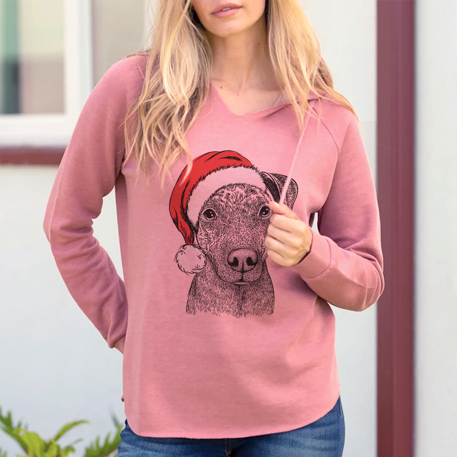 Santa Reeses the Pitbull - Cali Wave Hooded Sweatshirt