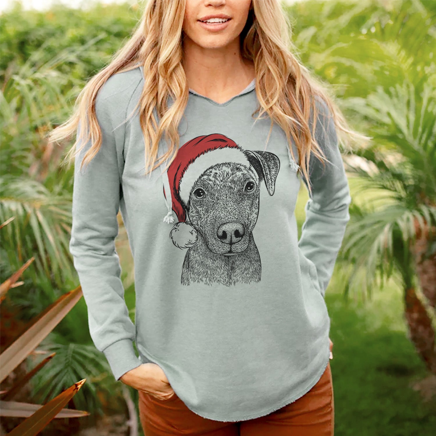 Santa Reeses the Pitbull - Cali Wave Hooded Sweatshirt