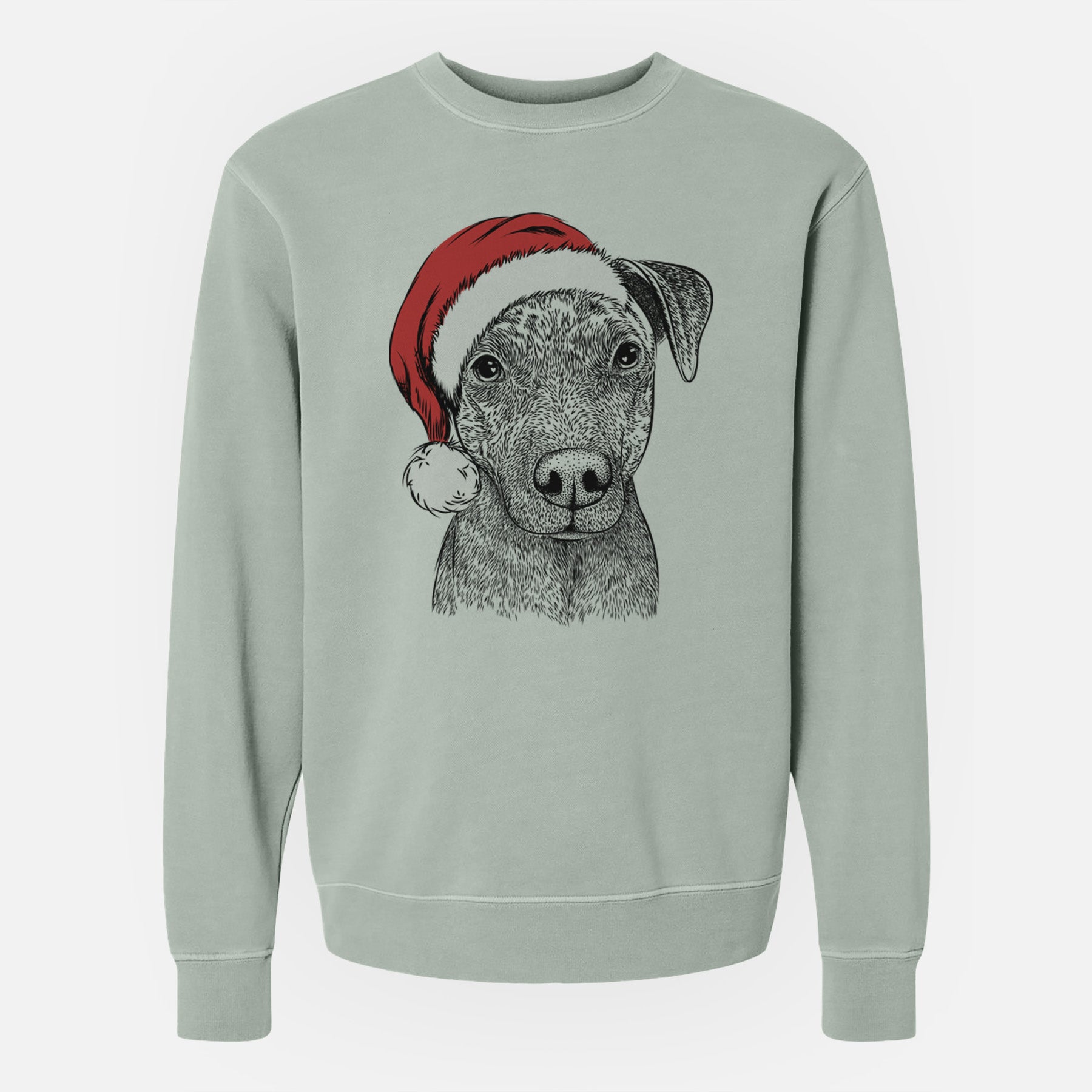 Santa Reeses the Pitbull - Unisex Pigment Dyed Crew Sweatshirt