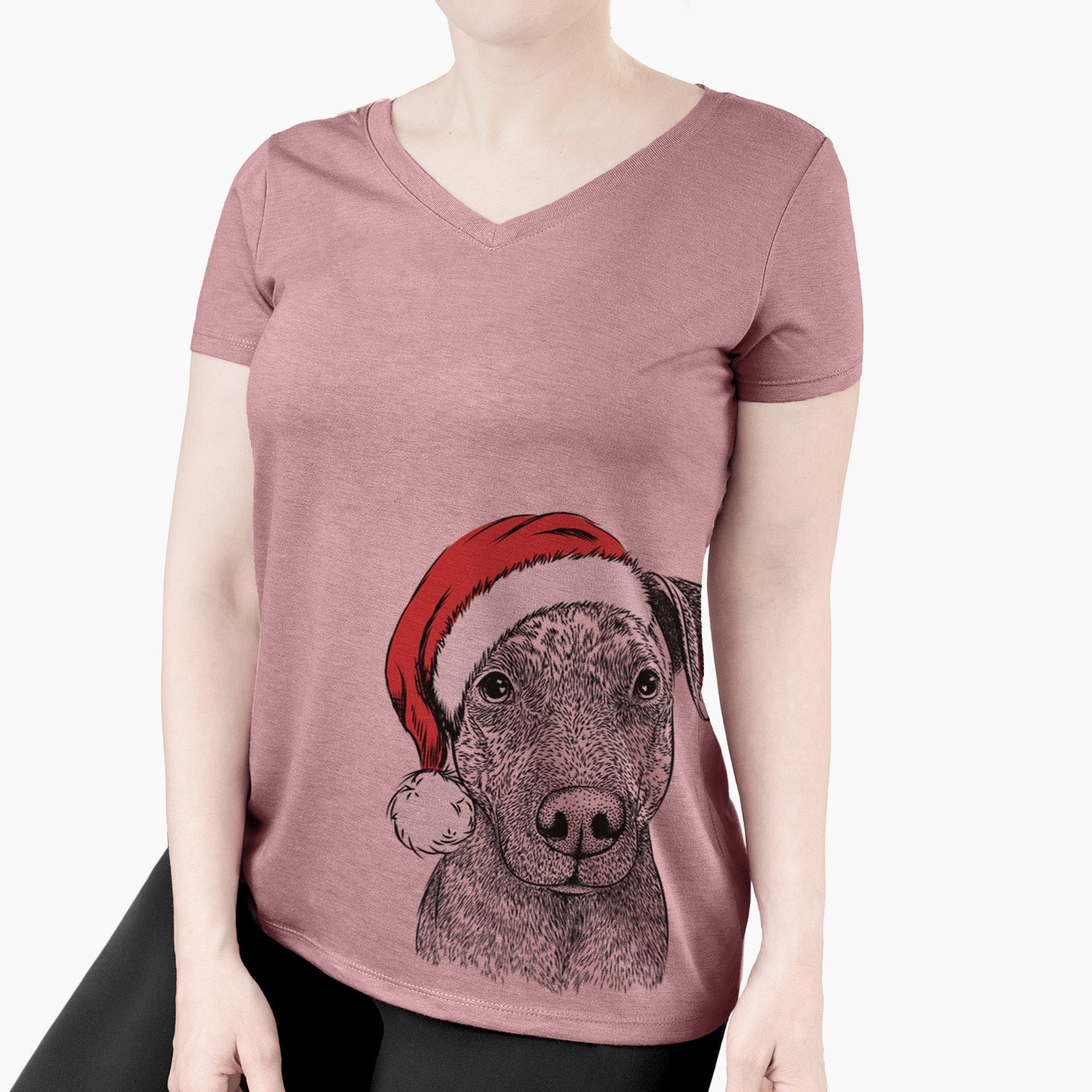 Santa Reeses the Pitbull - Women's Perfect V-neck Shirt