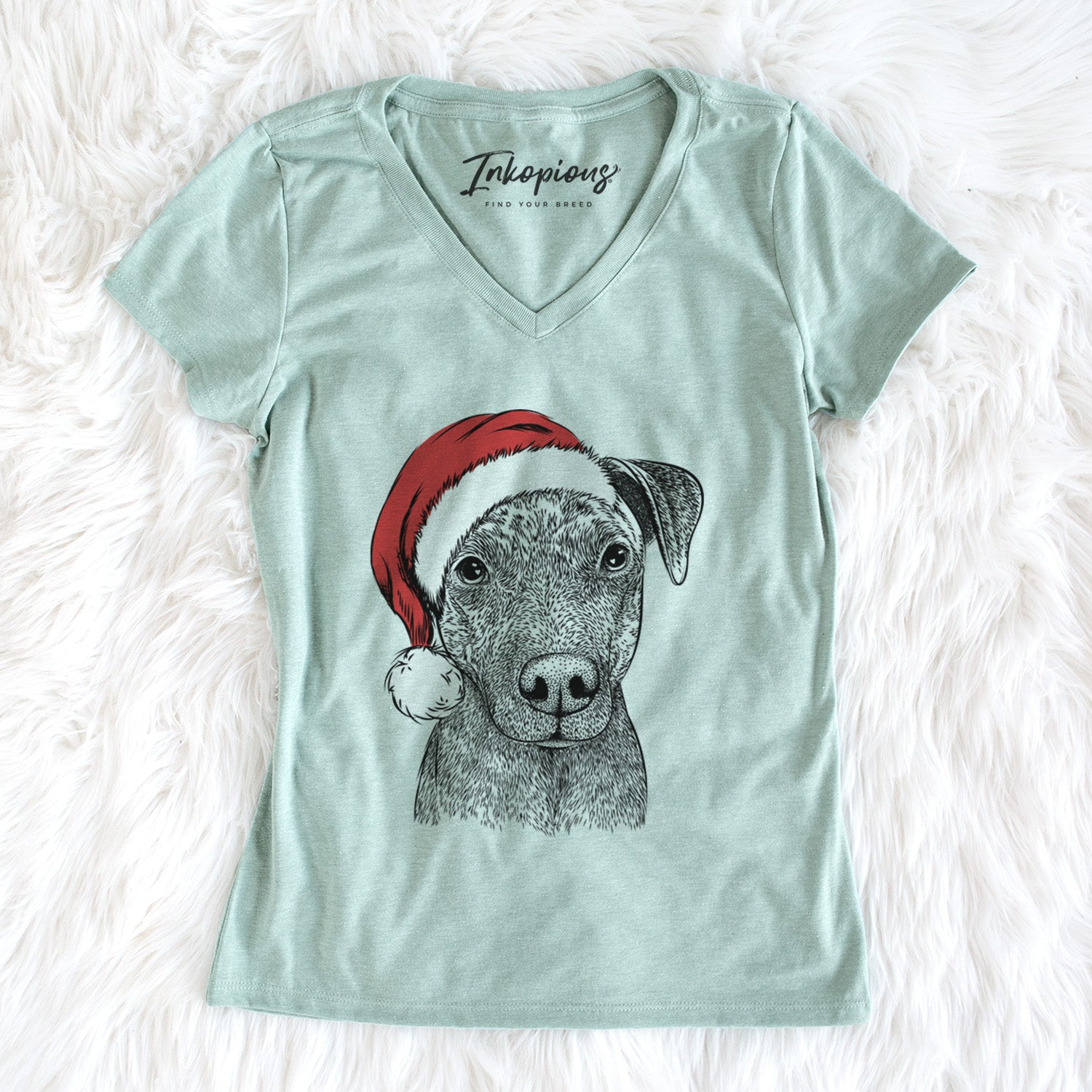 Santa Reeses the Pitbull - Women's Perfect V-neck Shirt