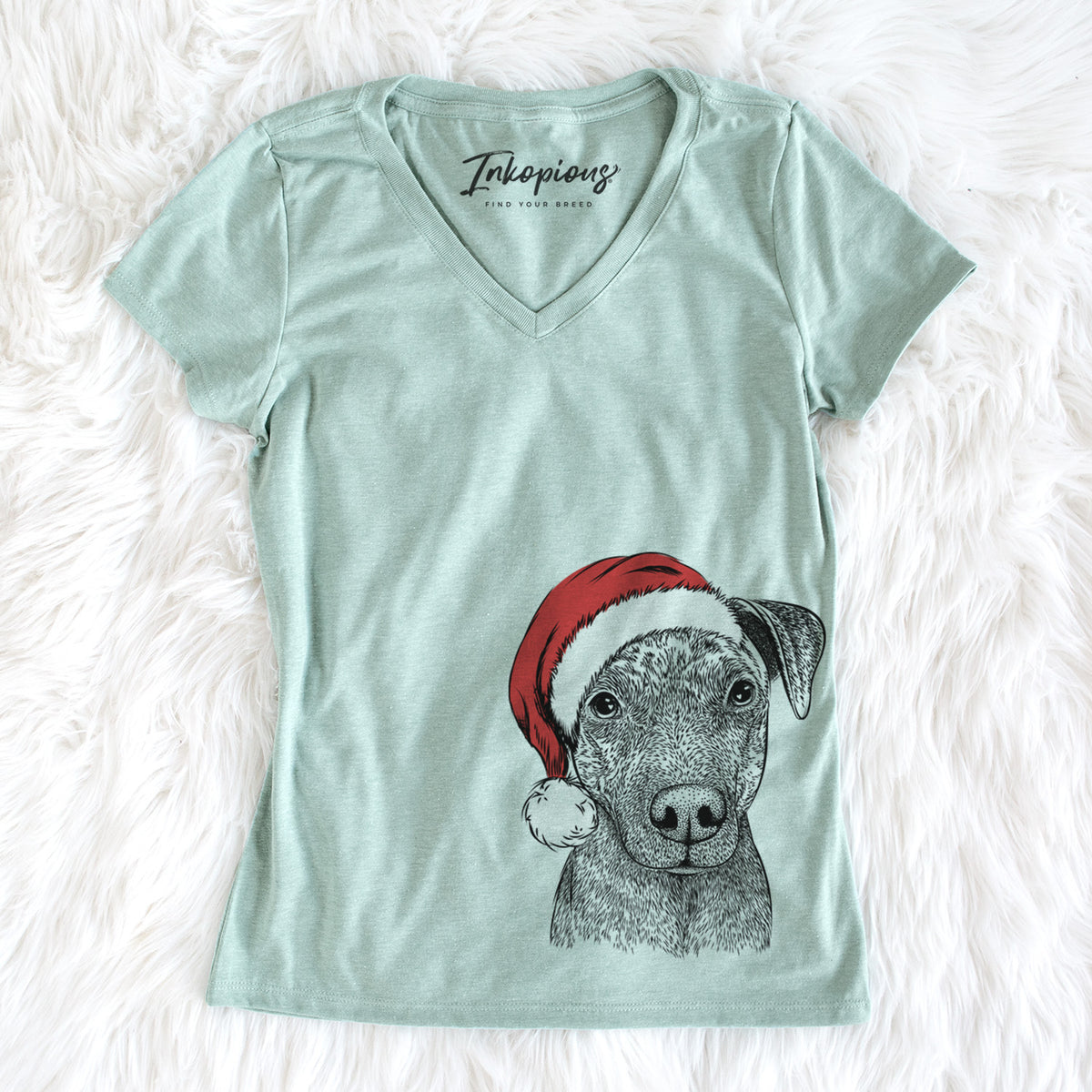 Santa Reeses the Pitbull - Women&#39;s Perfect V-neck Shirt