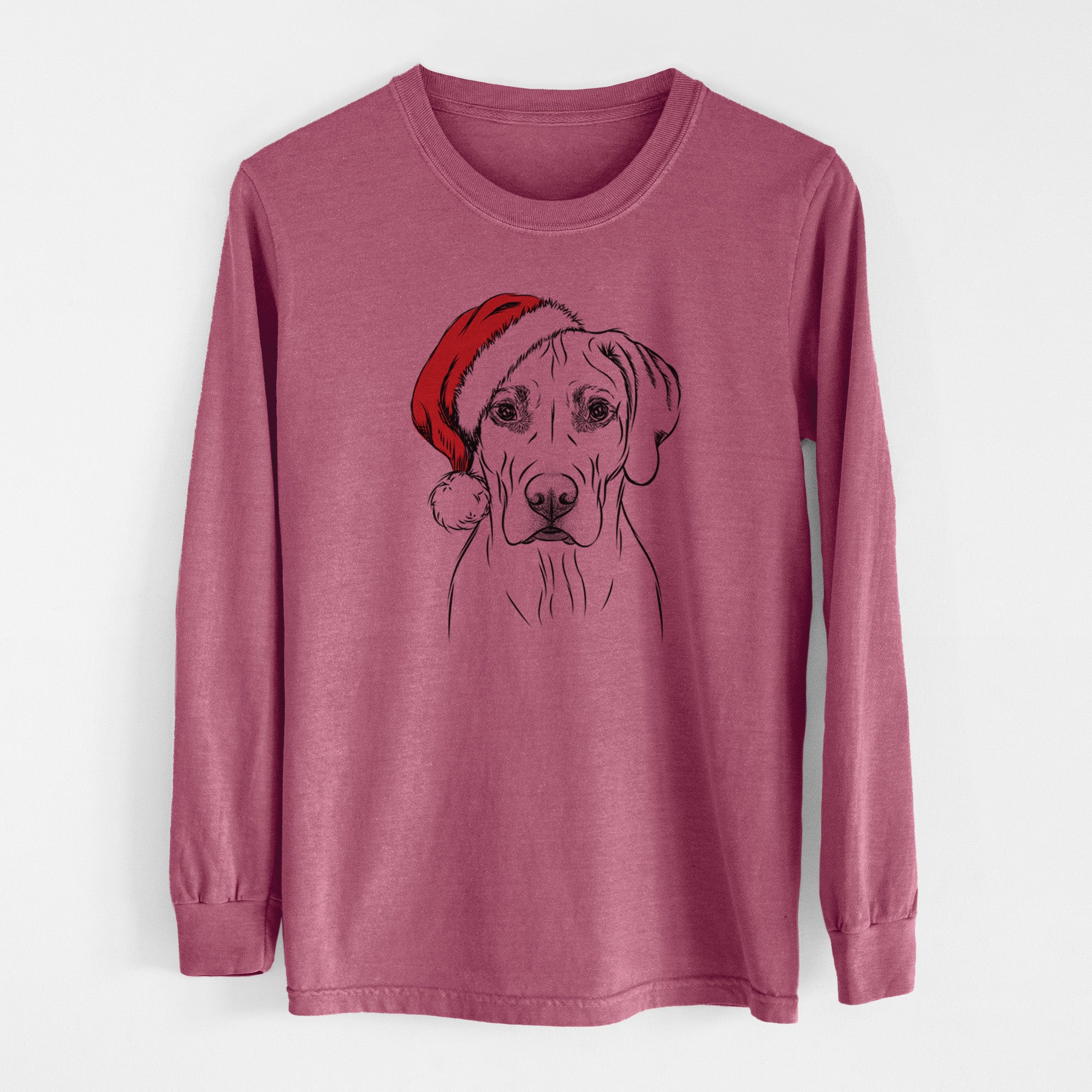 Santa Reid the Rhodesian Ridgeback - Men's Heavyweight 100% Cotton Long Sleeve