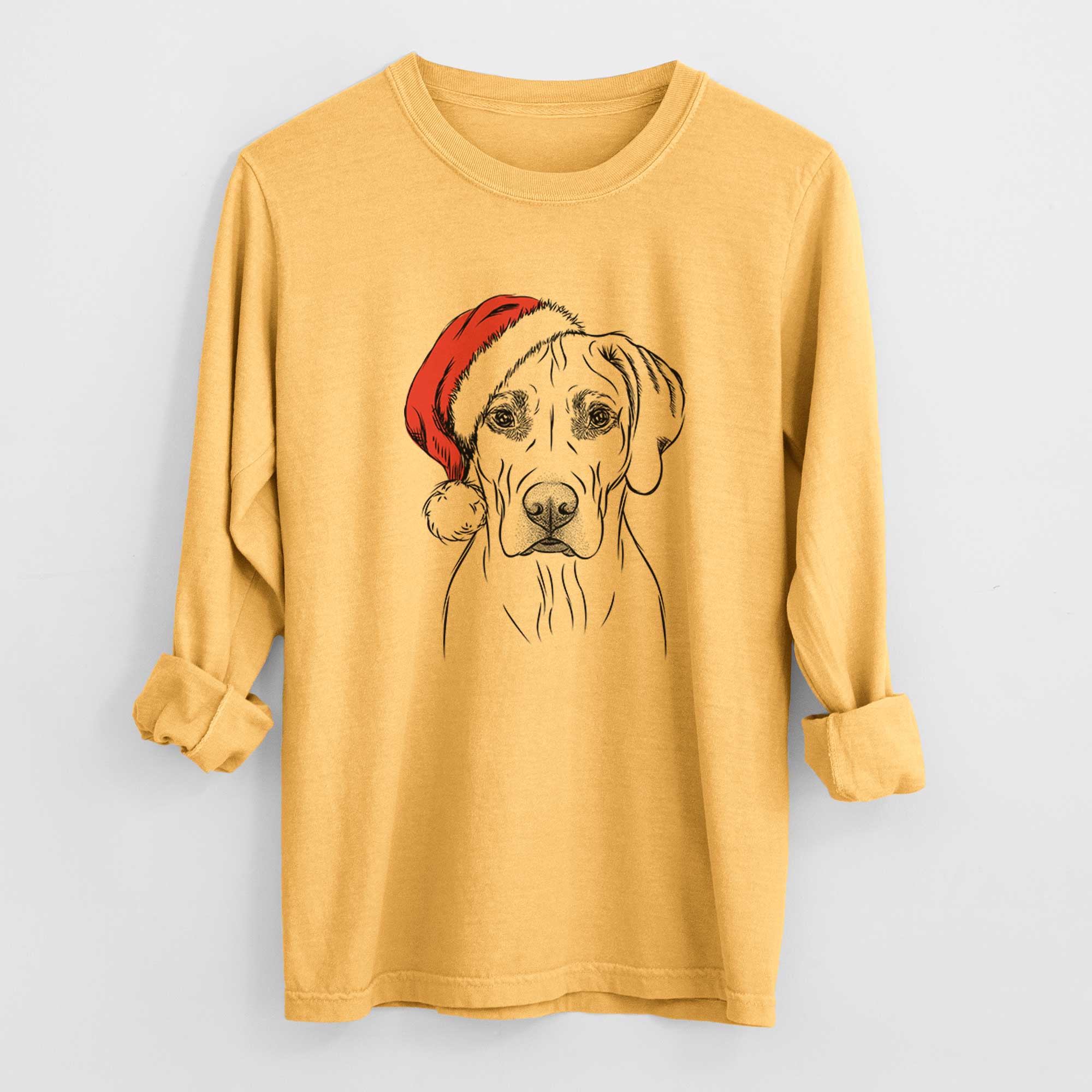 Santa Reid the Rhodesian Ridgeback - Men's Heavyweight 100% Cotton Long Sleeve