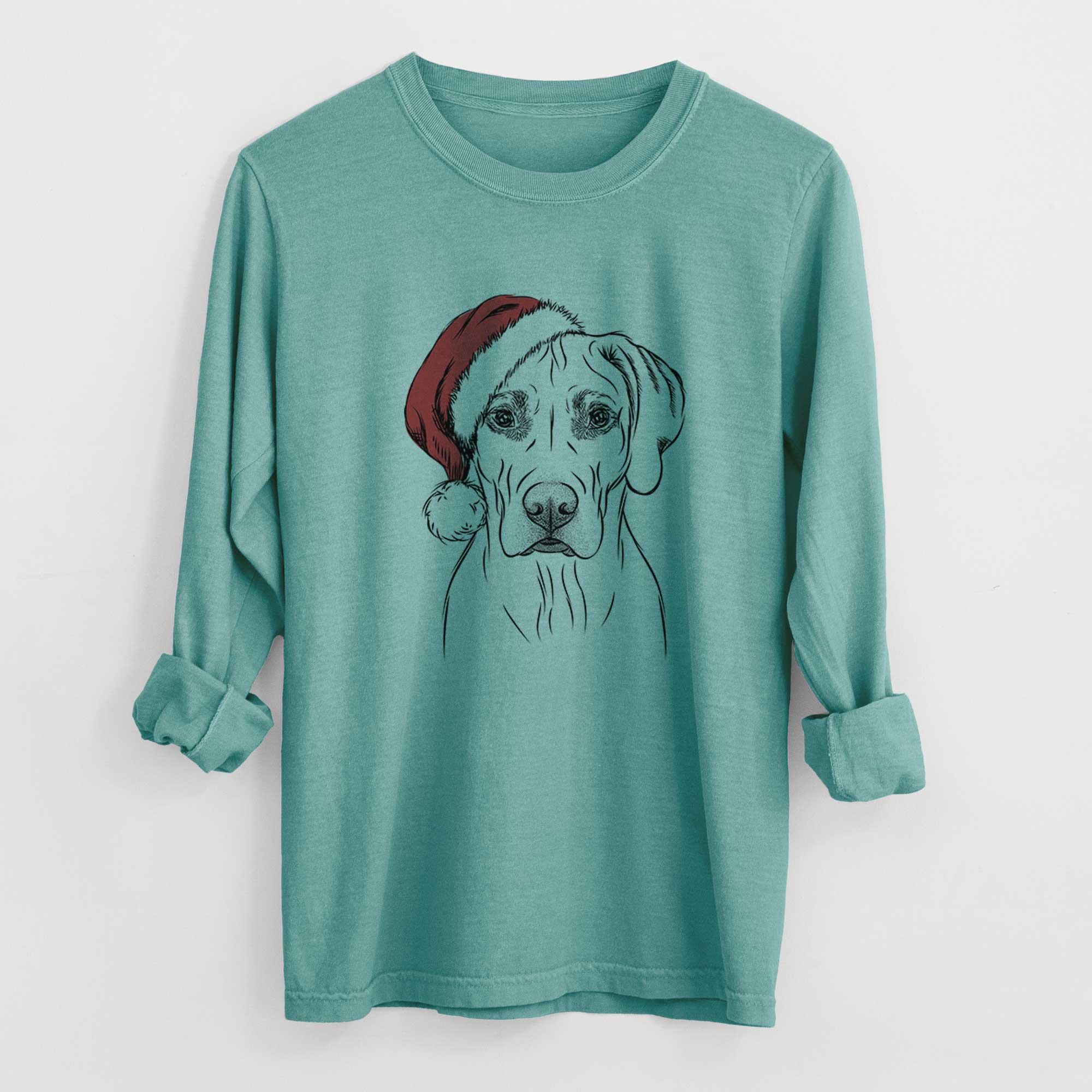 Santa Reid the Rhodesian Ridgeback - Men's Heavyweight 100% Cotton Long Sleeve