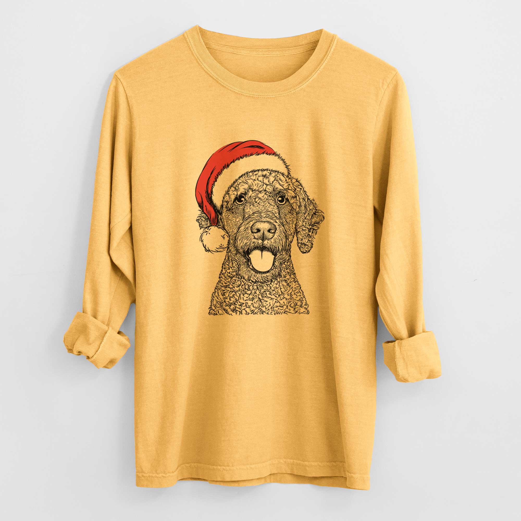 Santa Reina the Spanish Water Dog - Men's Heavyweight 100% Cotton Long Sleeve