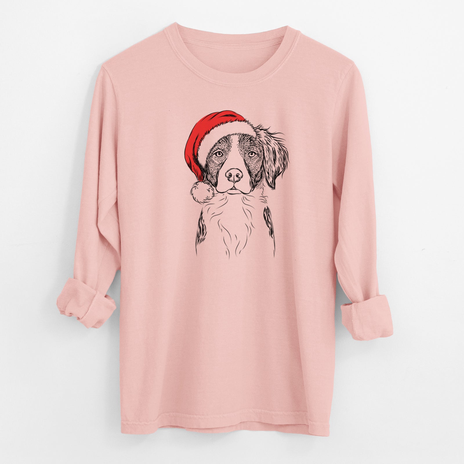 Santa Remi the Brittany - Men's Heavyweight 100% Cotton Long Sleeve