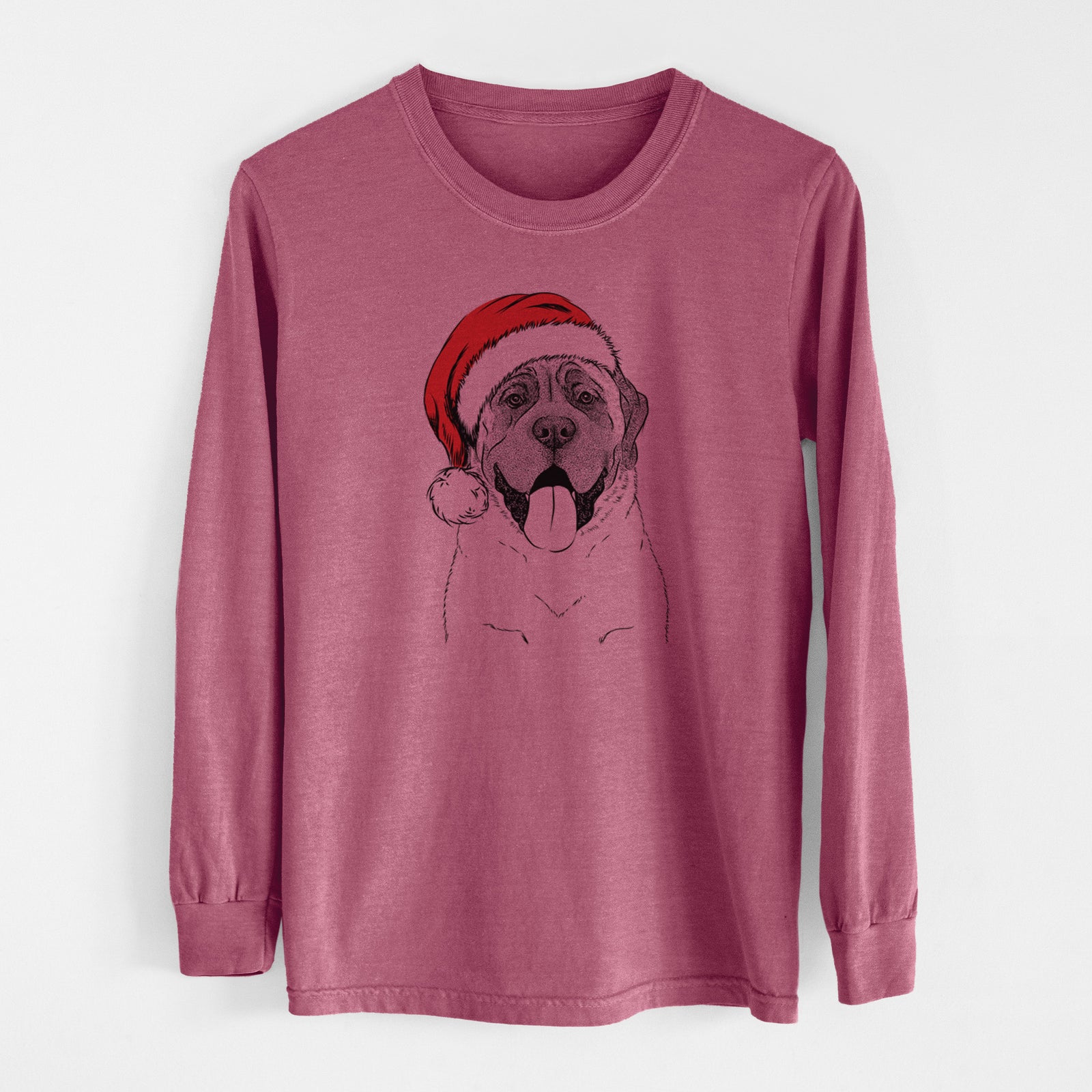 Santa Remmie the English Mastiff - Men's Heavyweight 100% Cotton Long Sleeve