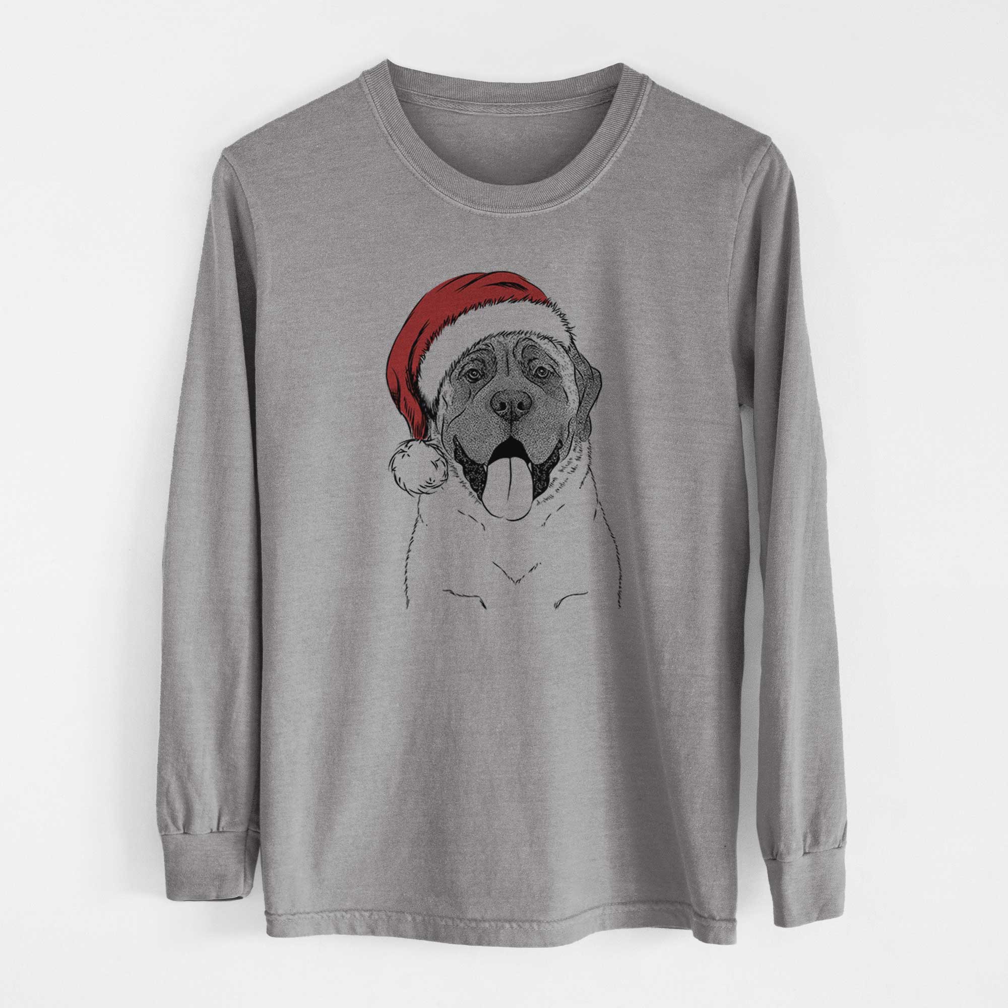 Santa Remmie the English Mastiff - Men's Heavyweight 100% Cotton Long Sleeve