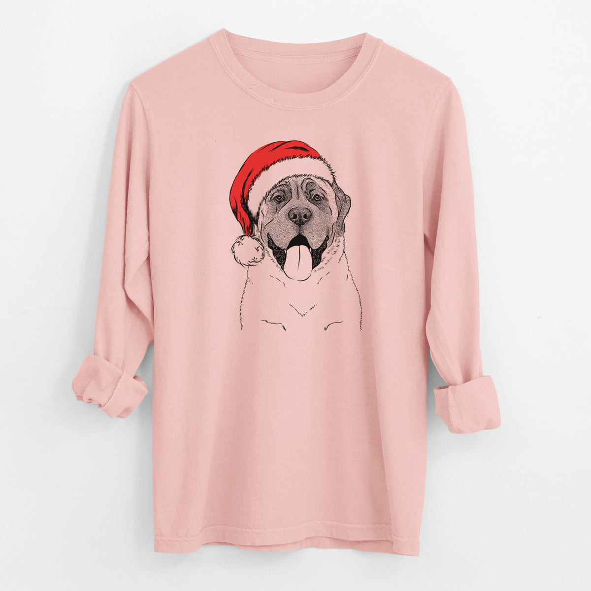 Santa Remmie the English Mastiff - Men's Heavyweight 100% Cotton Long Sleeve