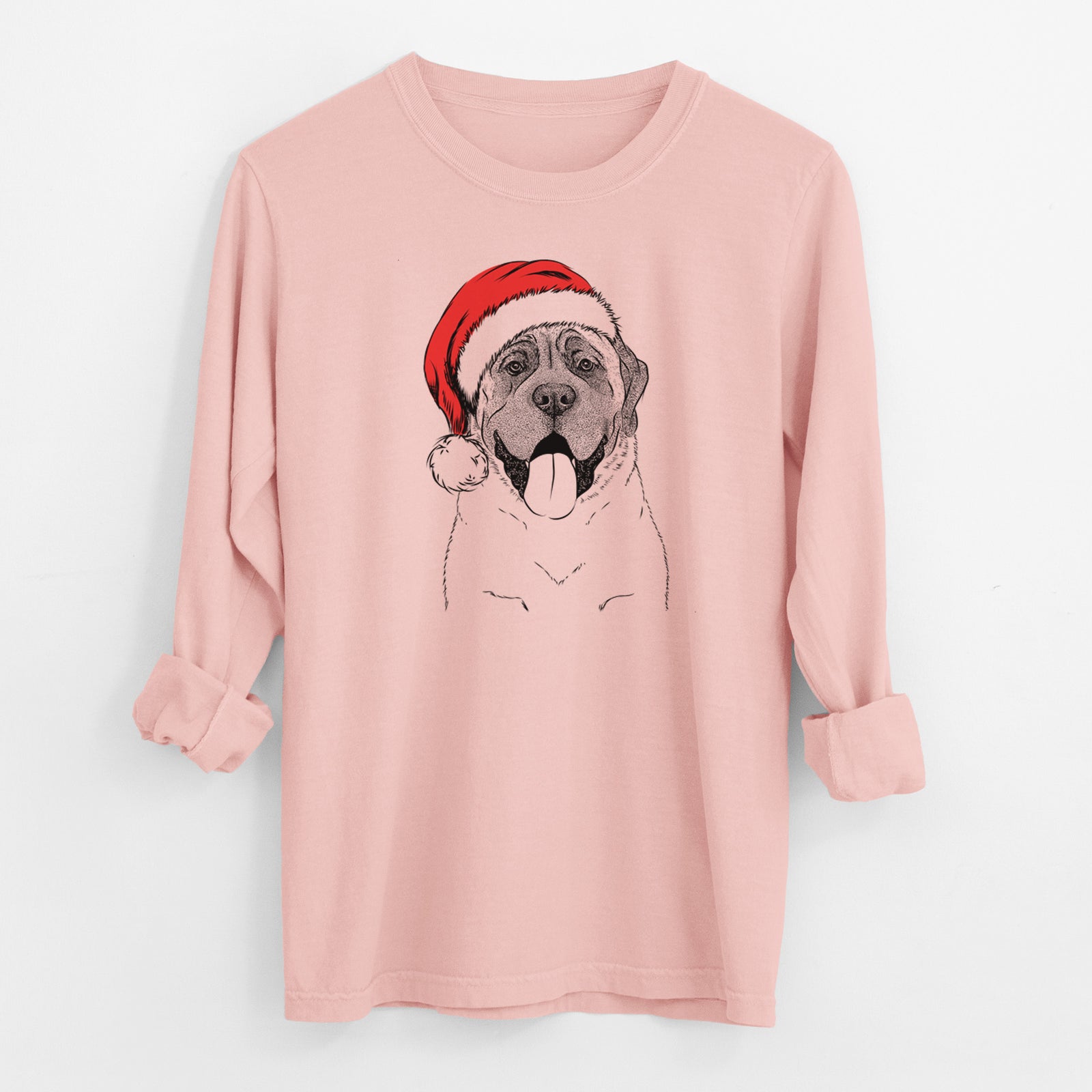Santa Remmie the English Mastiff - Men's Heavyweight 100% Cotton Long Sleeve