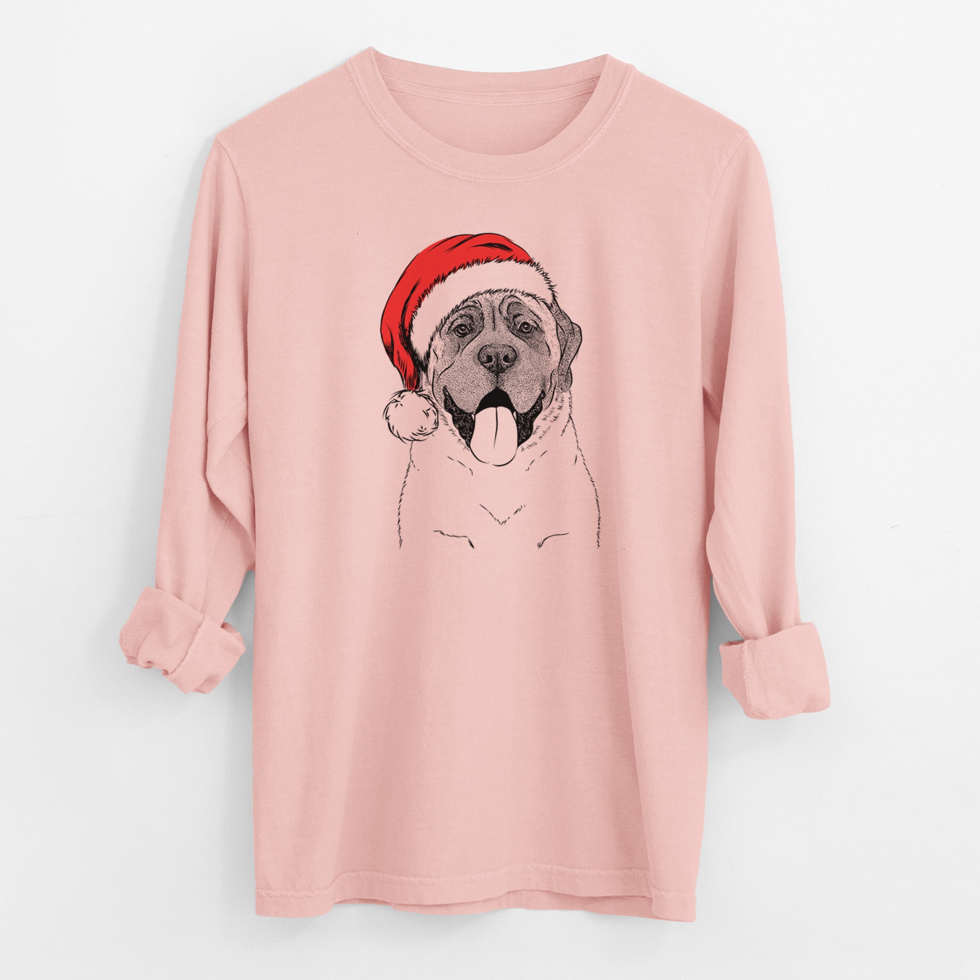 Santa Remmie the English Mastiff - Men's Heavyweight 100% Cotton Long Sleeve