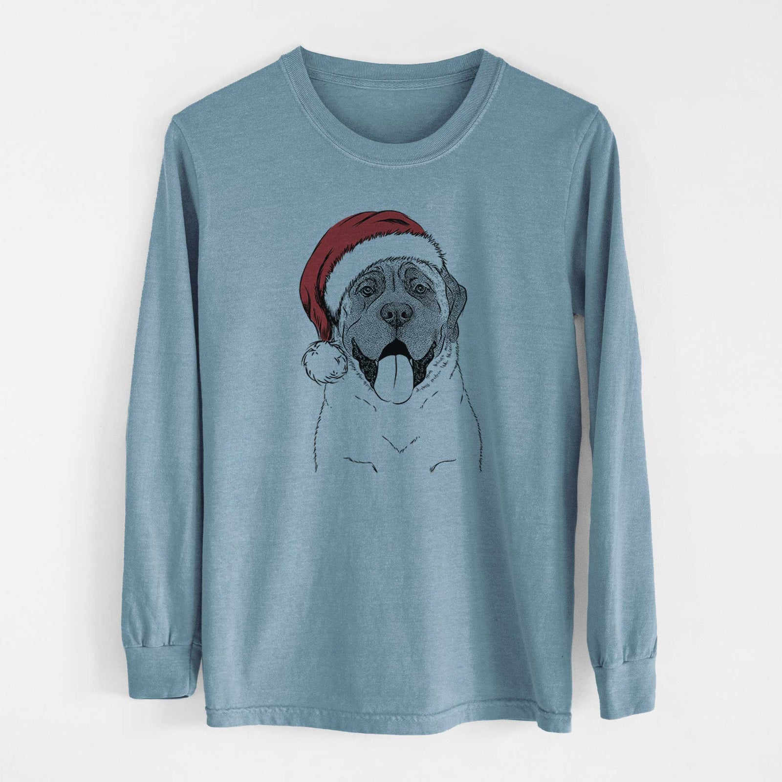Santa Remmie the English Mastiff - Men's Heavyweight 100% Cotton Long Sleeve