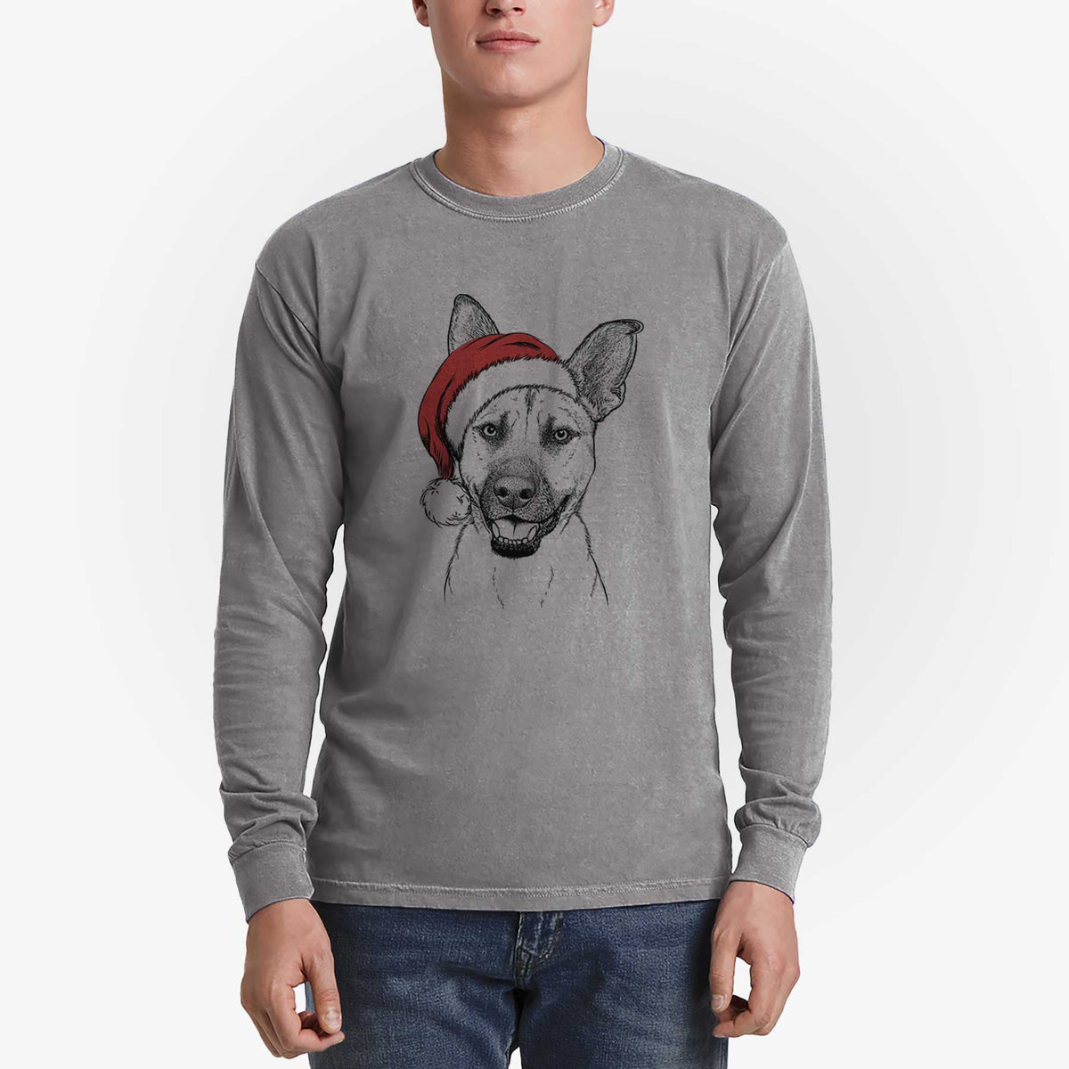 Santa Remus the German Shepherd Mix - Men's Heavyweight 100% Cotton Long Sleeve