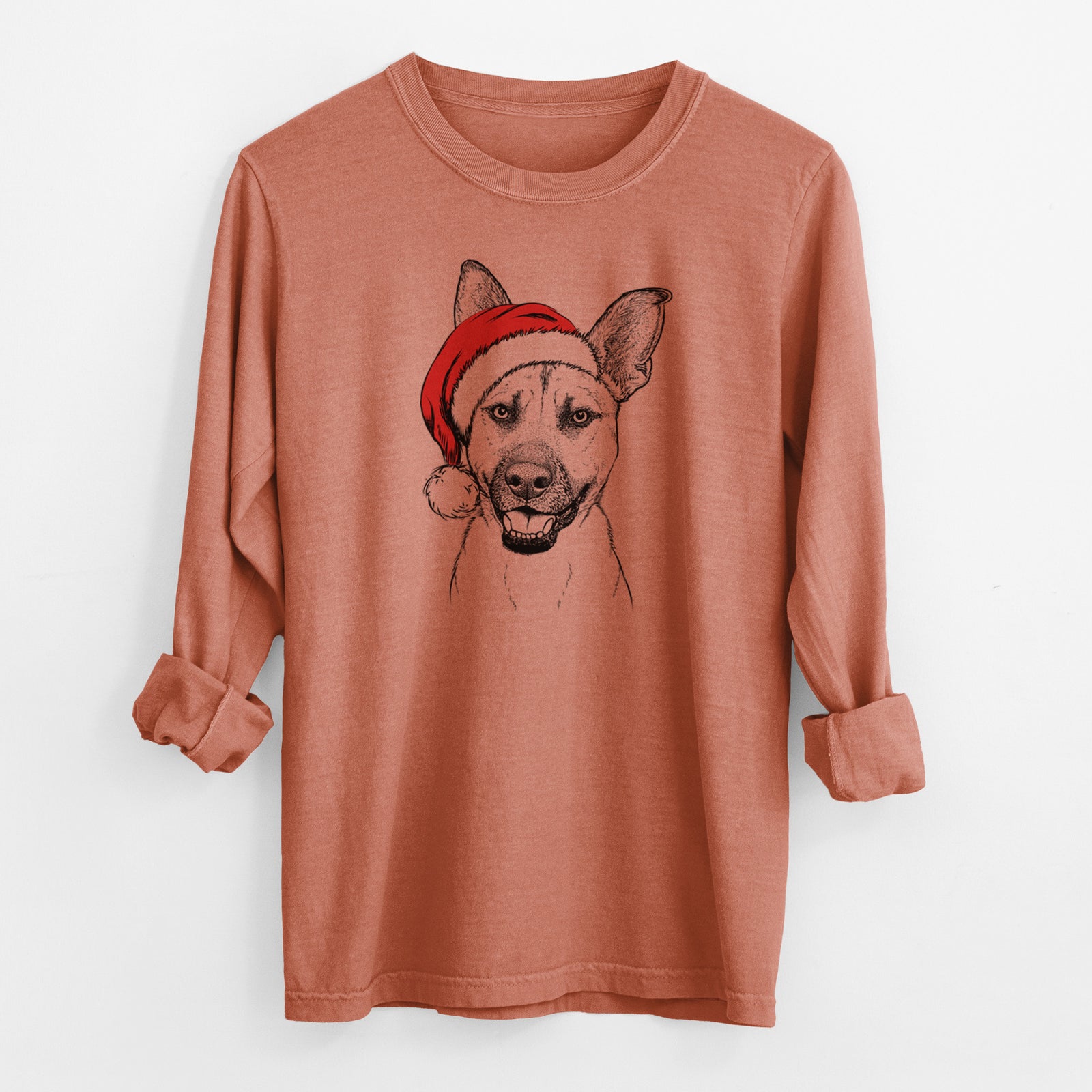 Santa Remus the German Shepherd Mix - Men's Heavyweight 100% Cotton Long Sleeve