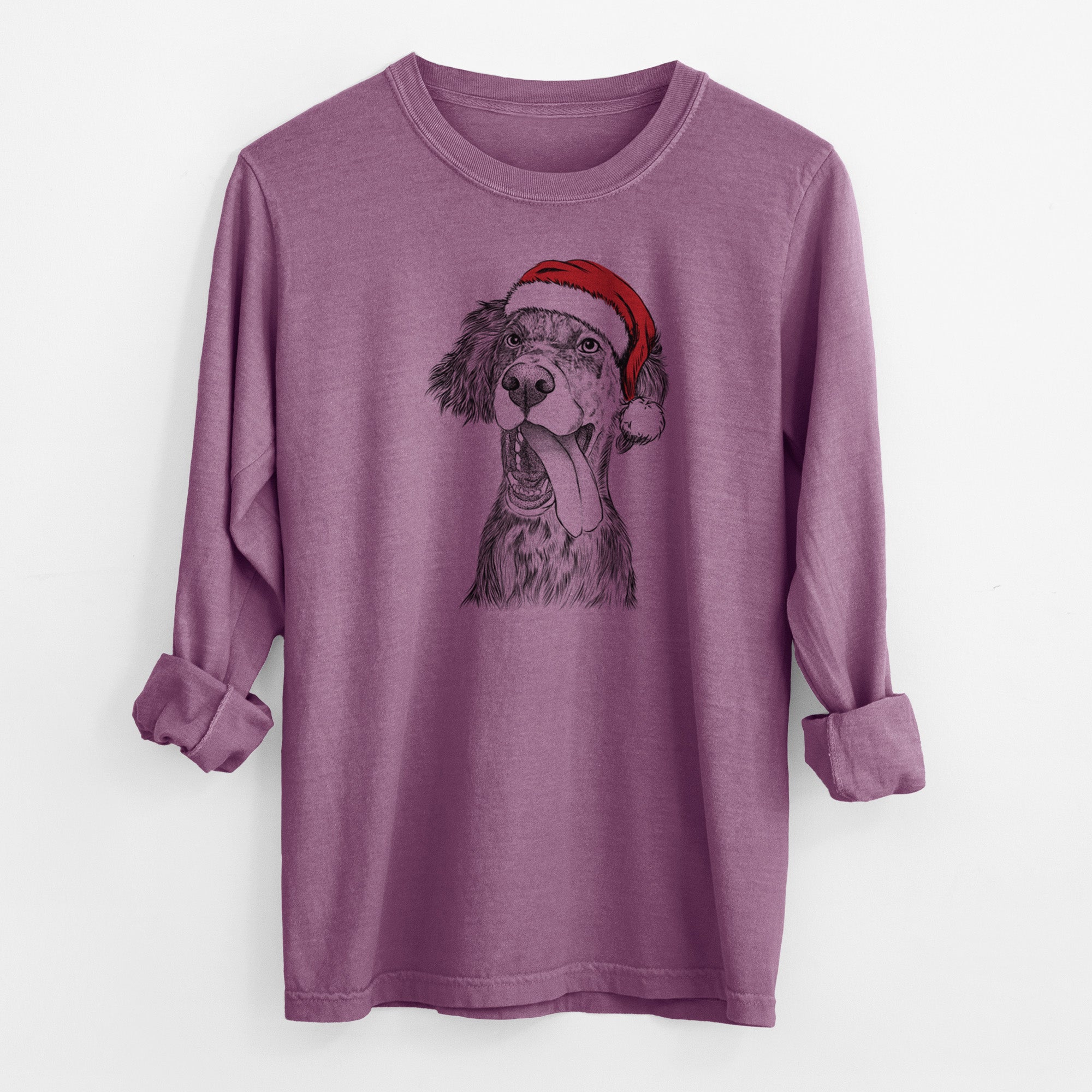 Santa Renly the English Setter - Men's Heavyweight 100% Cotton Long Sleeve