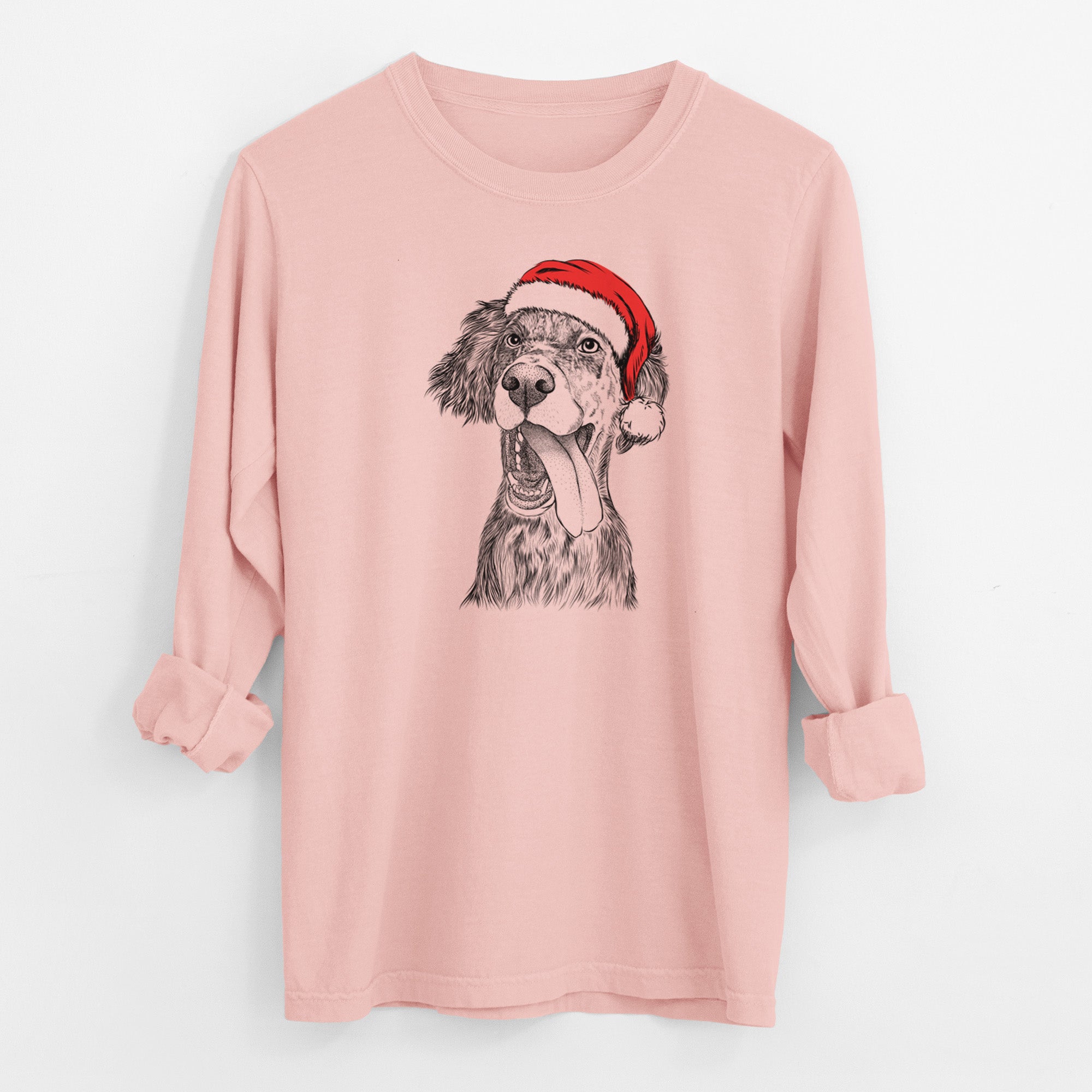 Santa Renly the English Setter - Men's Heavyweight 100% Cotton Long Sleeve