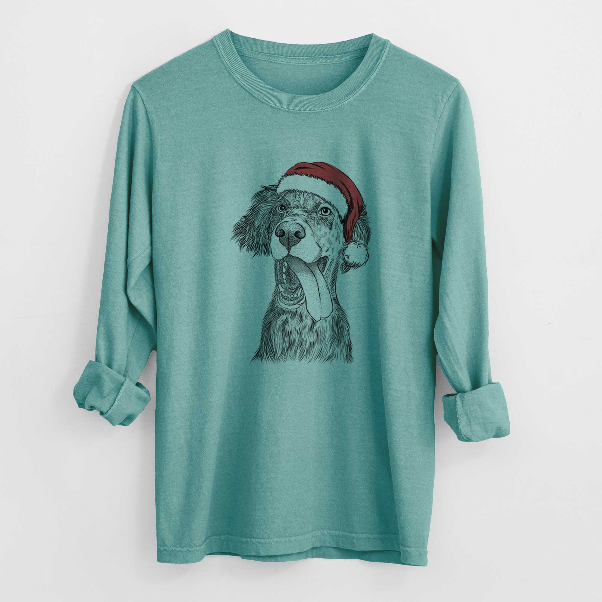 Santa Renly the English Setter - Men's Heavyweight 100% Cotton Long Sleeve