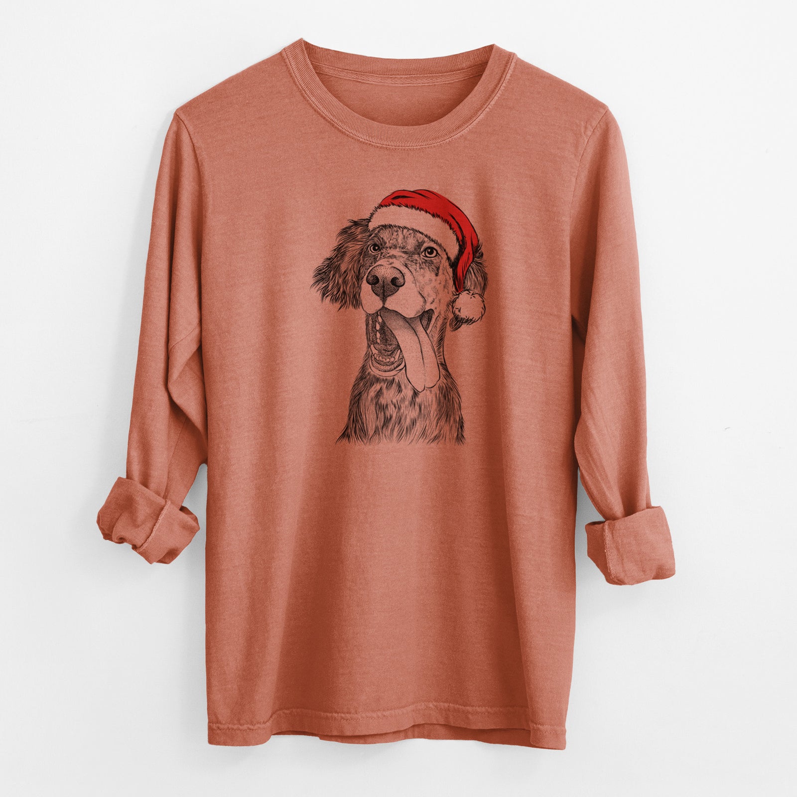 Santa Renly the English Setter - Men's Heavyweight 100% Cotton Long Sleeve