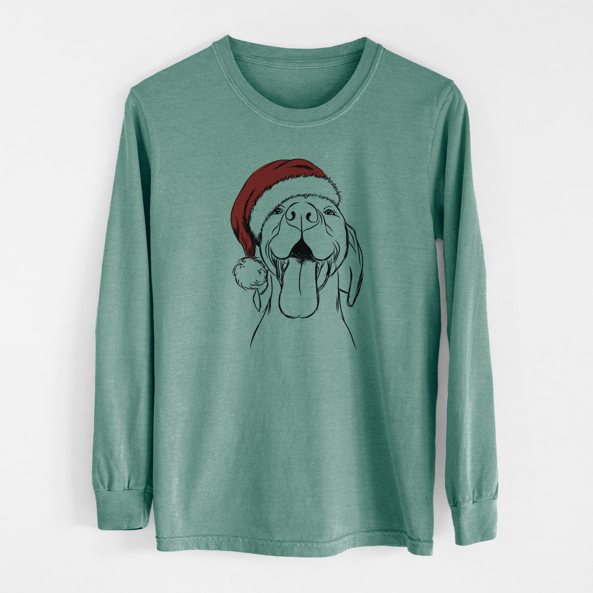 Santa Rhys the Vizsla - Men's Heavyweight 100% Cotton Long Sleeve