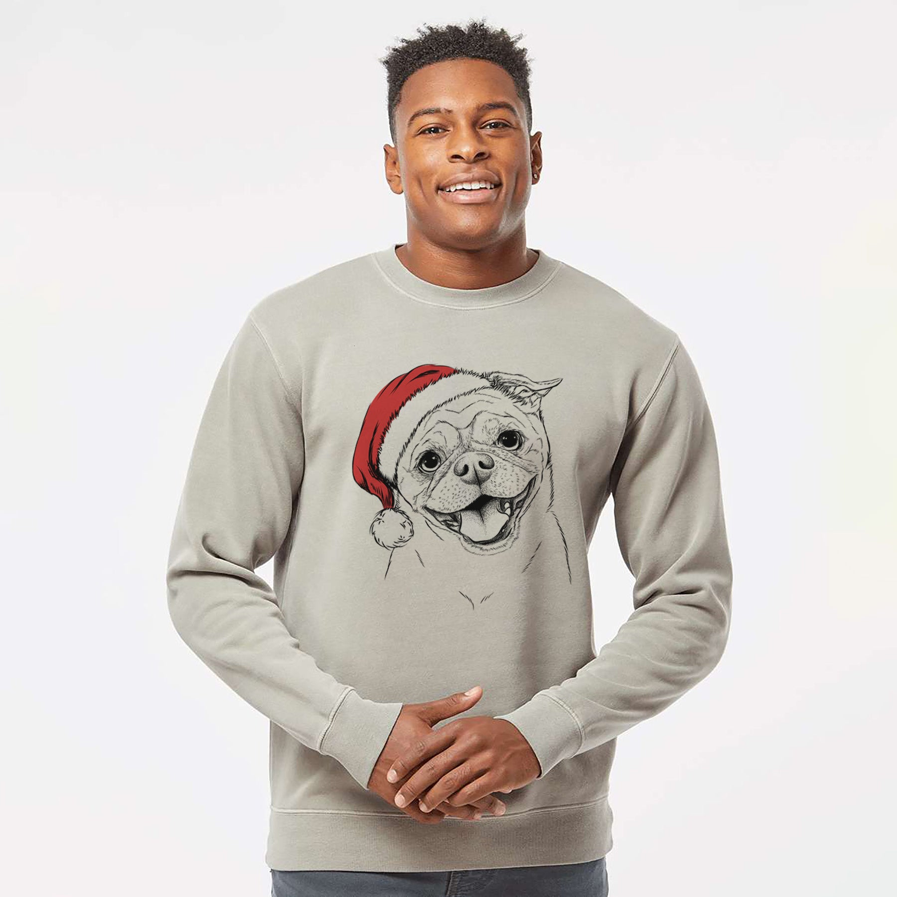 Santa Riley the Chug - Unisex Pigment Dyed Crew Sweatshirt