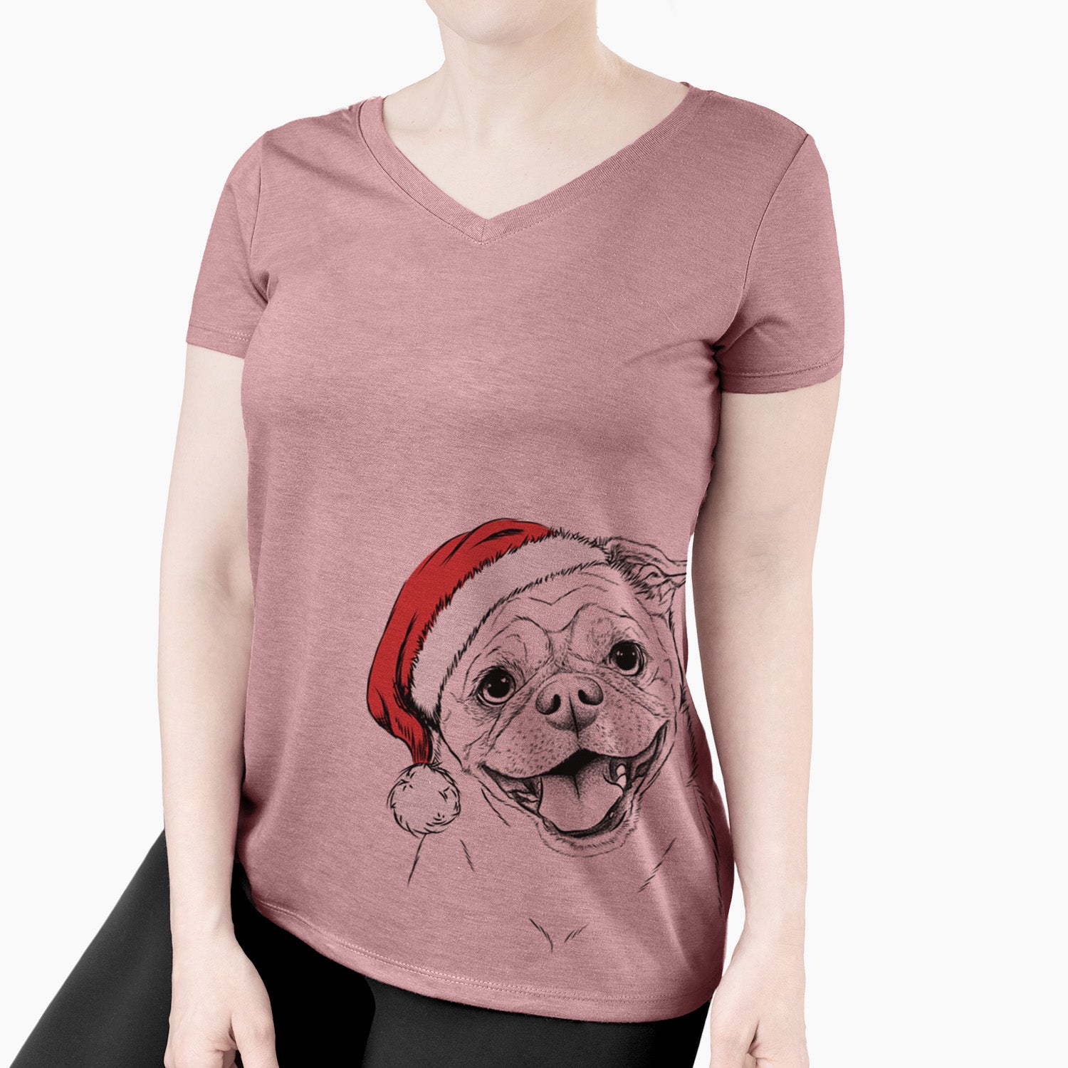 Santa Riley the Chug - Women's Perfect V-neck Shirt