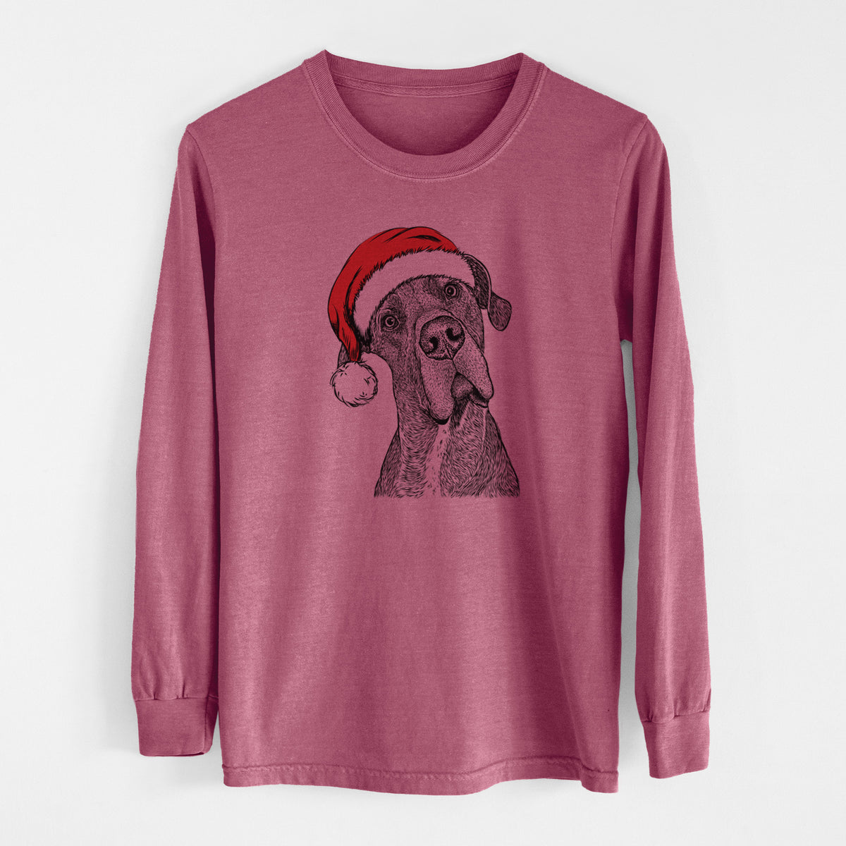 Santa River the Great Dane - Men's Heavyweight 100% Cotton Long Sleeve