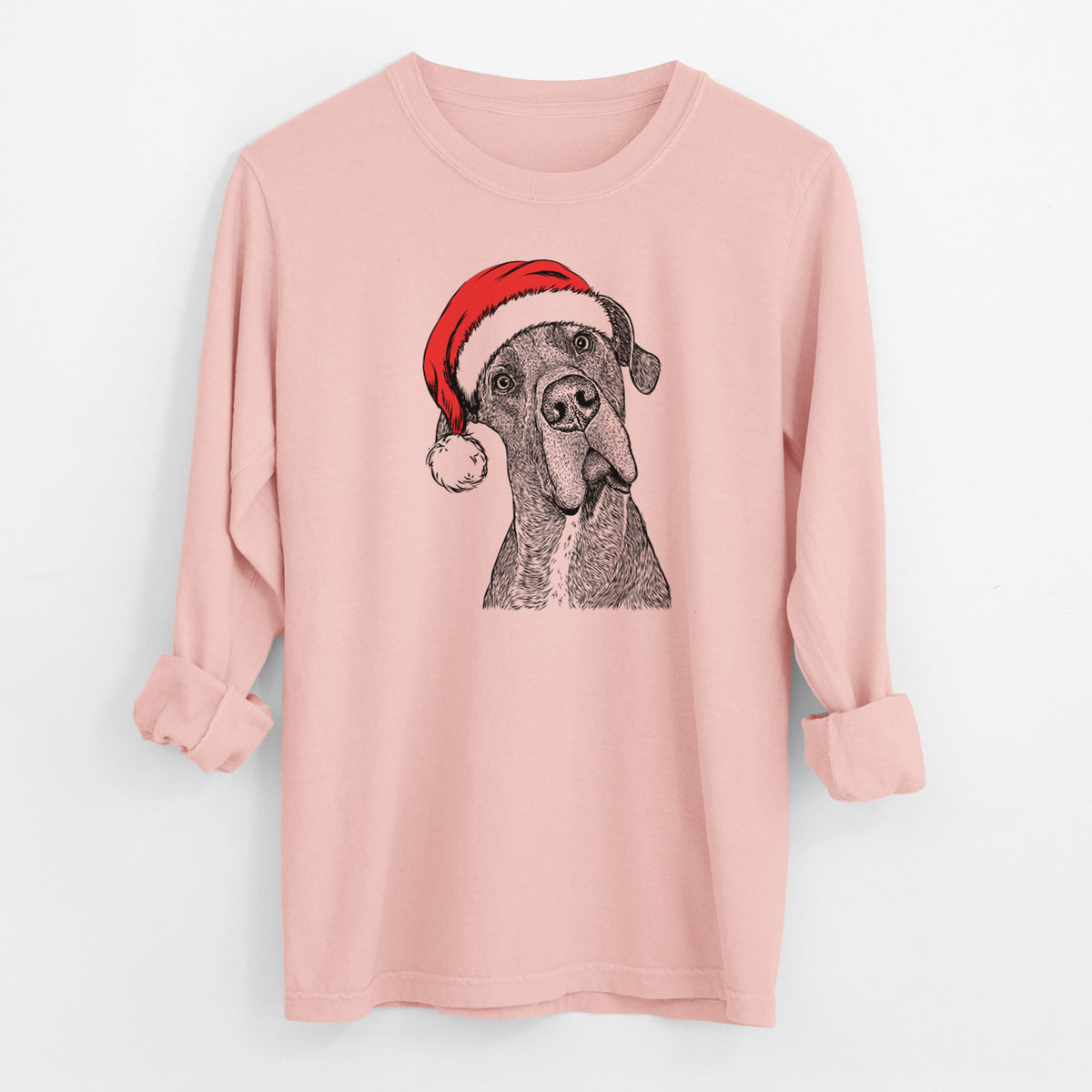 Santa River the Great Dane - Men's Heavyweight 100% Cotton Long Sleeve