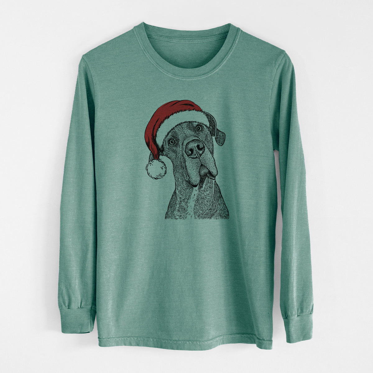 Santa River the Great Dane - Men's Heavyweight 100% Cotton Long Sleeve