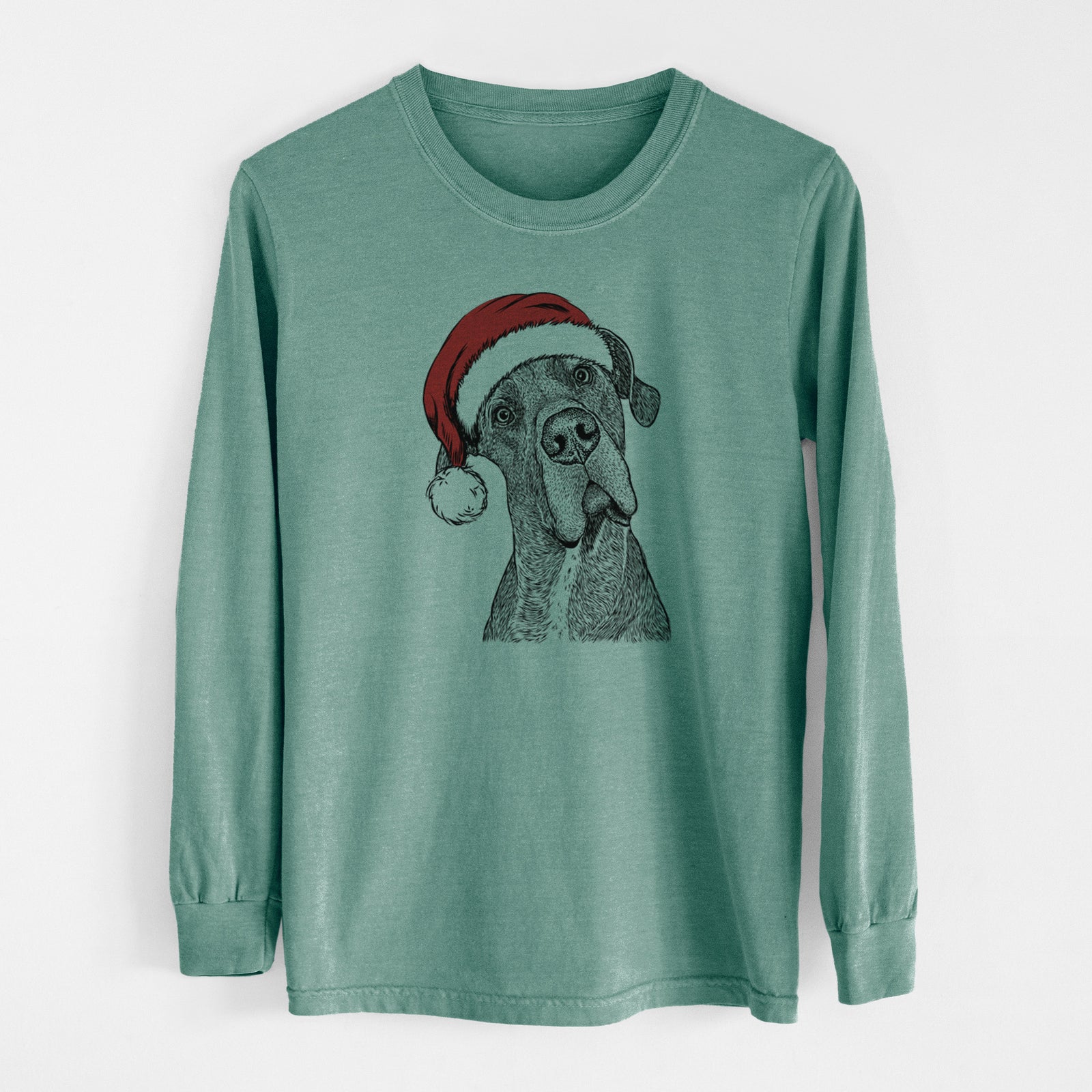 Santa River the Great Dane - Men's Heavyweight 100% Cotton Long Sleeve