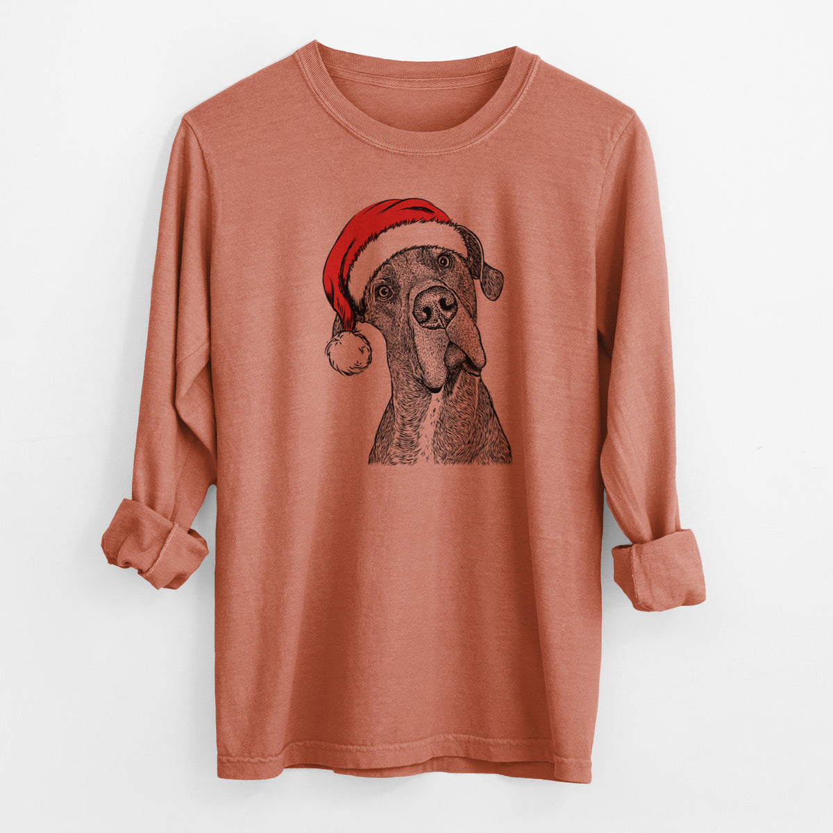 Santa River the Great Dane - Men's Heavyweight 100% Cotton Long Sleeve