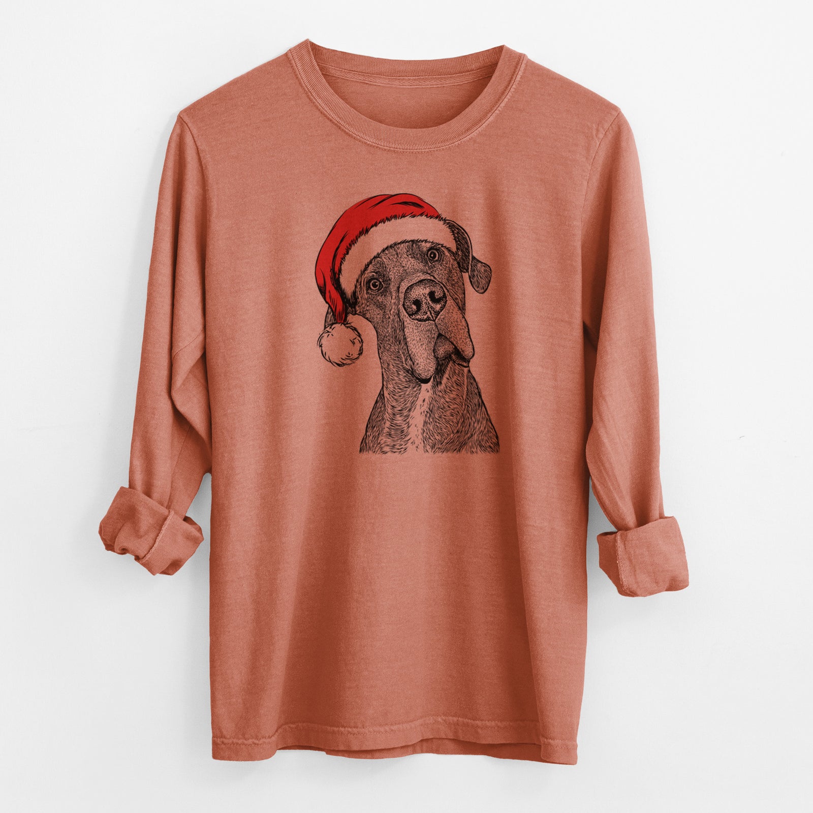 Santa River the Great Dane - Men's Heavyweight 100% Cotton Long Sleeve