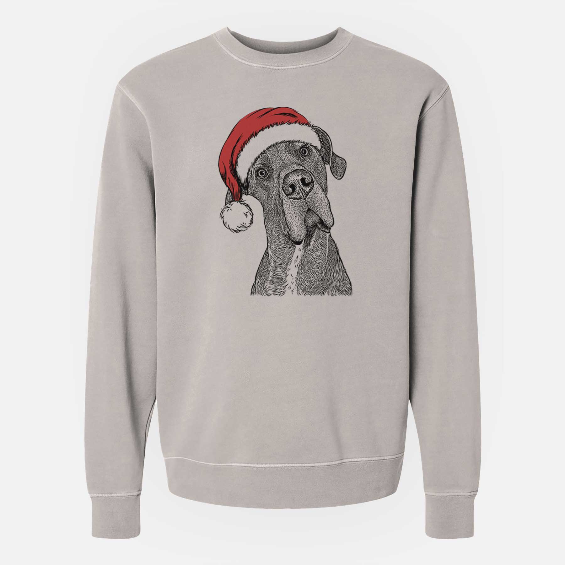 Santa River the Great Dane - Unisex Pigment Dyed Crew Sweatshirt