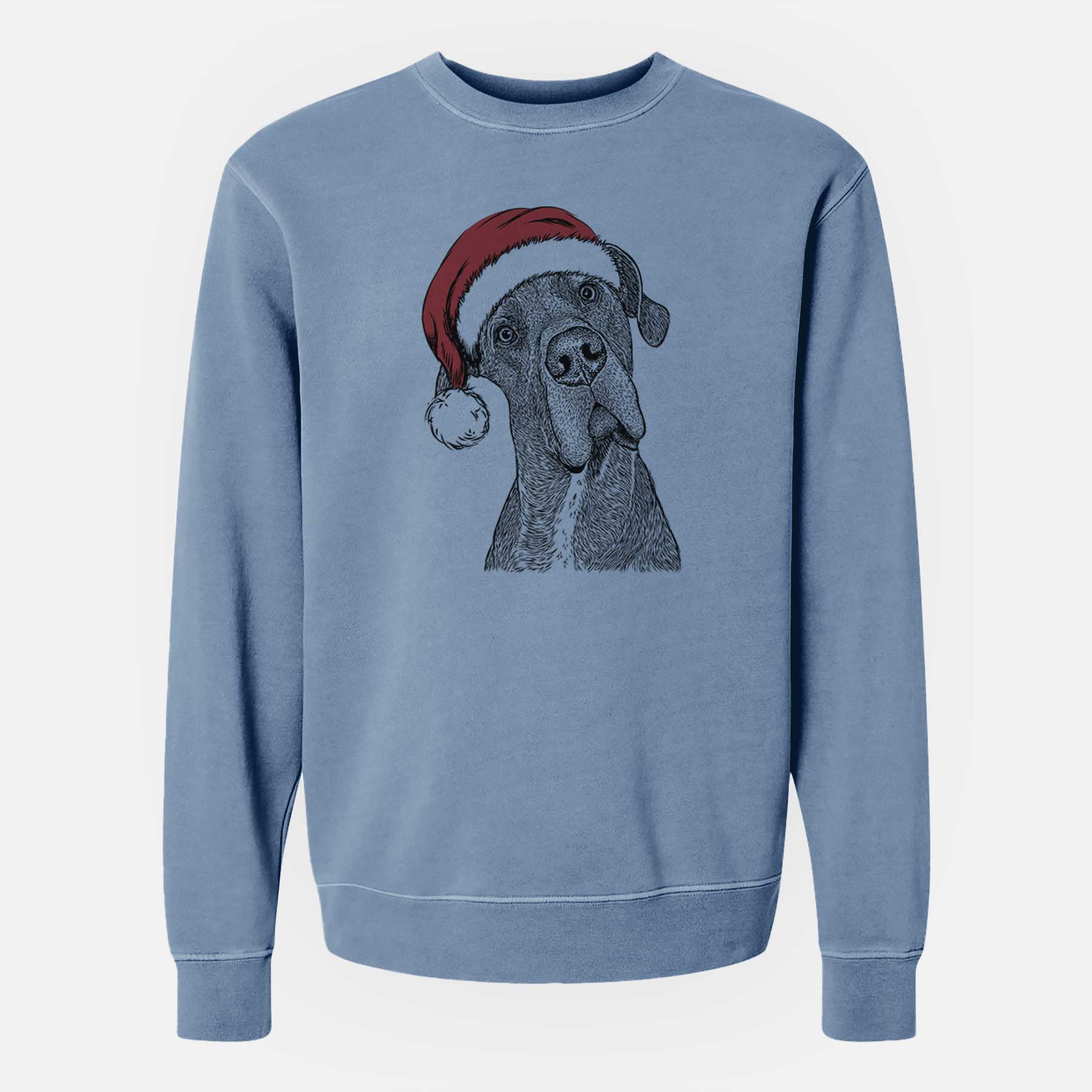 Santa River the Great Dane - Unisex Pigment Dyed Crew Sweatshirt