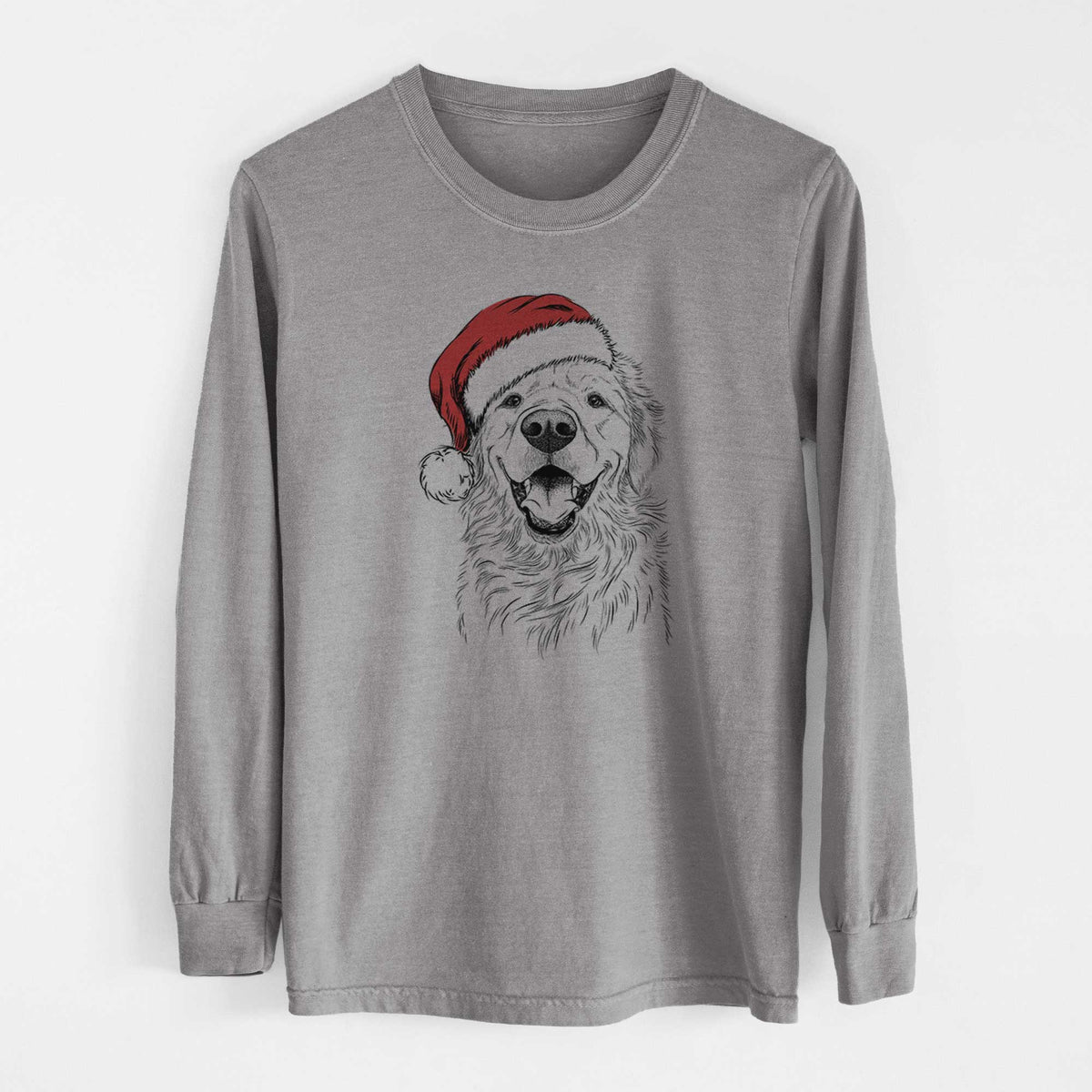 Santa Roger the Golden Retriever - Men's Heavyweight 100% Cotton Long Sleeve