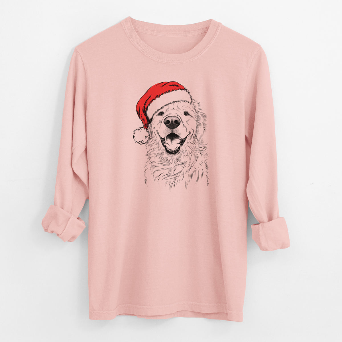 Santa Roger the Golden Retriever - Men's Heavyweight 100% Cotton Long Sleeve