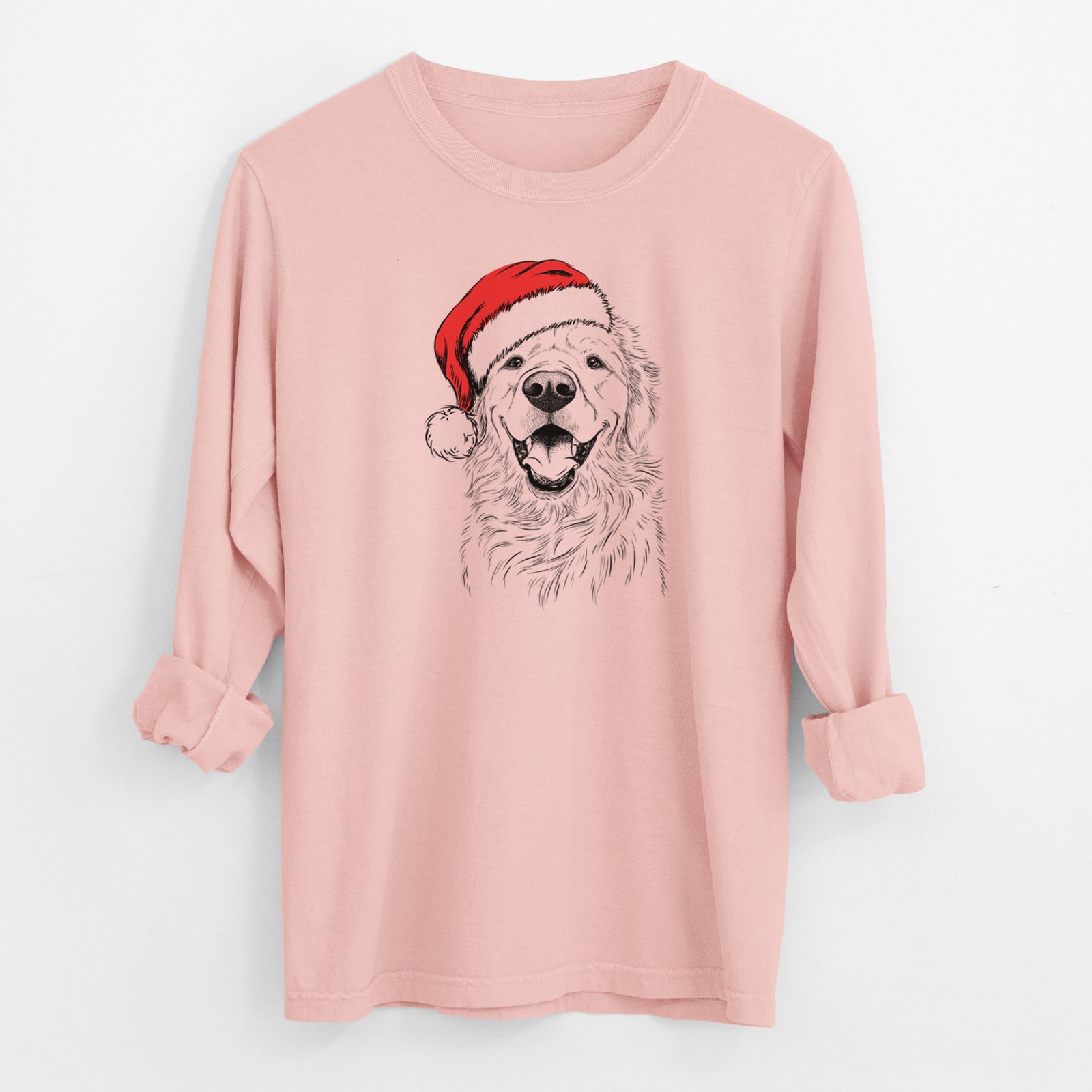 Santa Roger the Golden Retriever - Men's Heavyweight 100% Cotton Long Sleeve