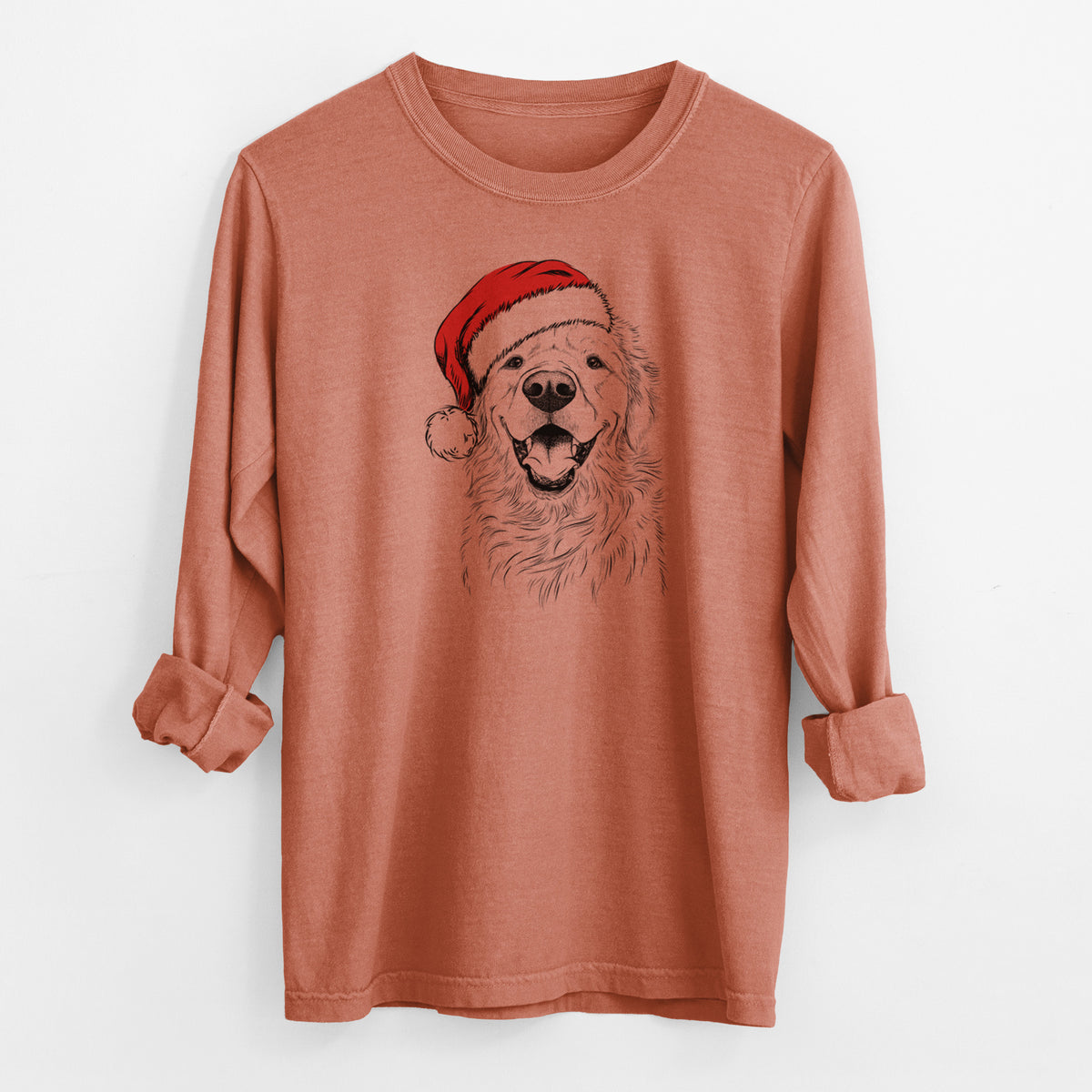 Santa Roger the Golden Retriever - Men's Heavyweight 100% Cotton Long Sleeve
